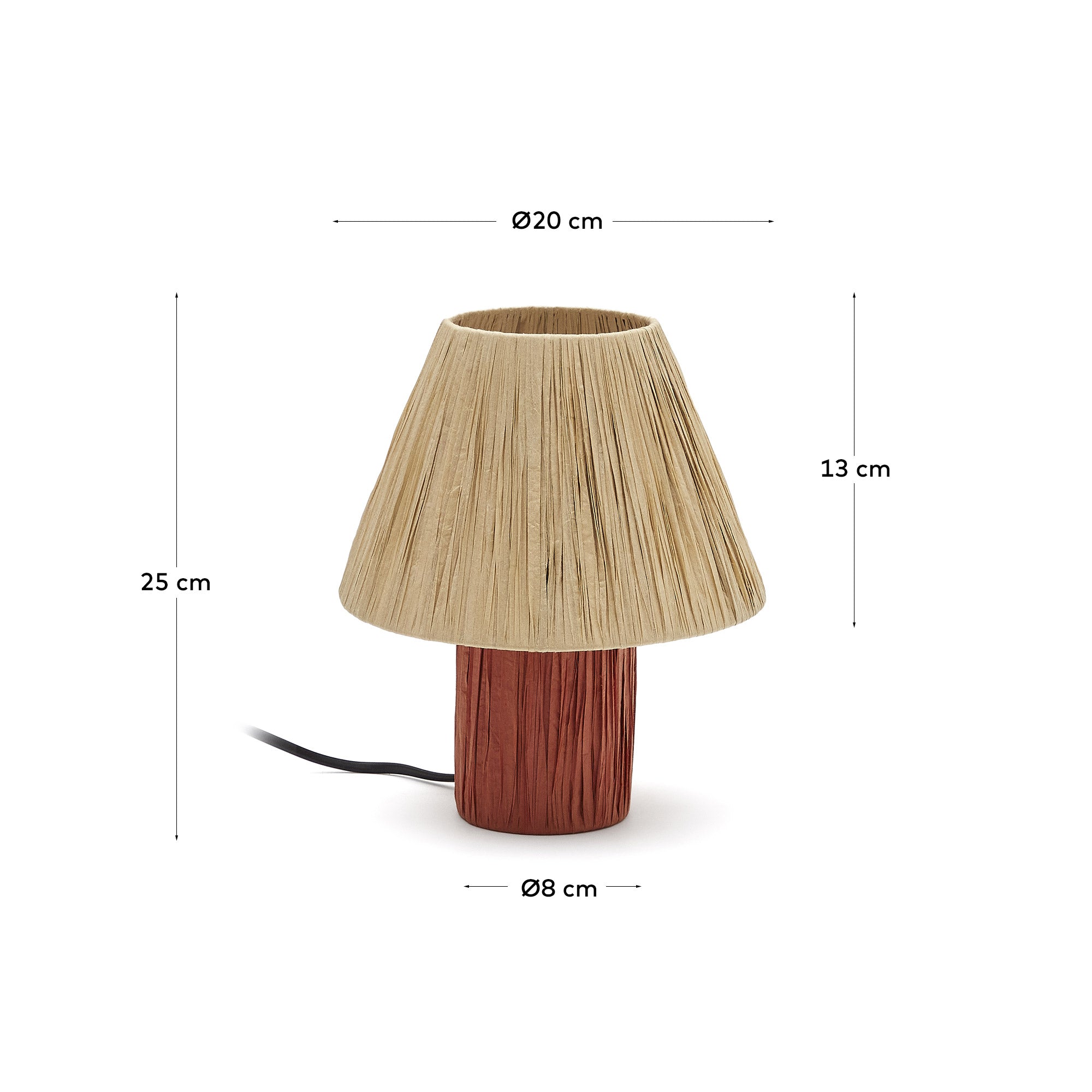 Pulmi Tischleuchte aus Raffiabast in Natur und Terrakotta in Terrakotta präsentiert im Onlineshop von KAQTU Design AG. Tischleuchte ist von Kave Home