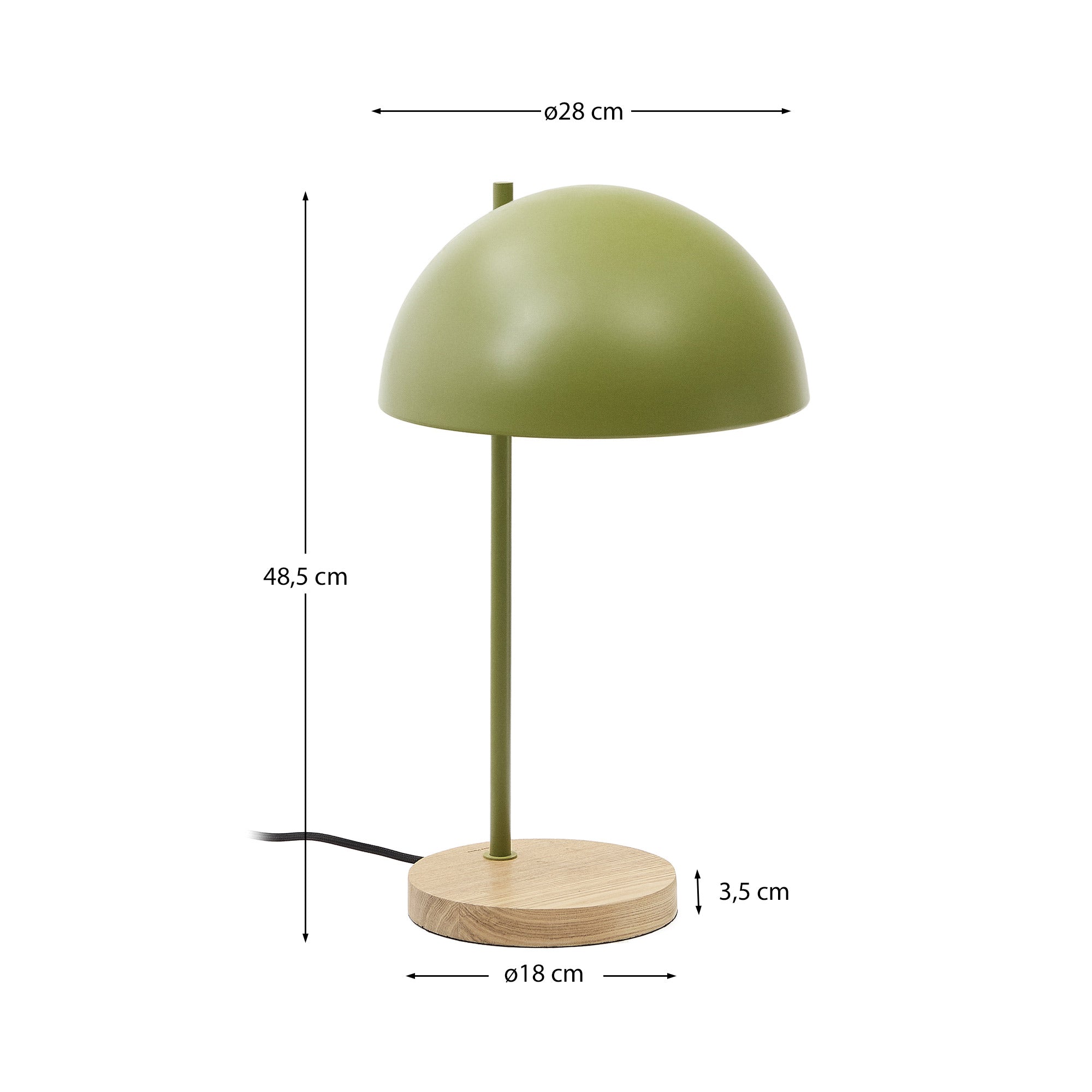 Catlar Tischlampe aus Eschenholz und Metall mit grünem Lackfinish in Grün präsentiert im Onlineshop von KAQTU Design AG. Tischleuchte ist von Kave Home