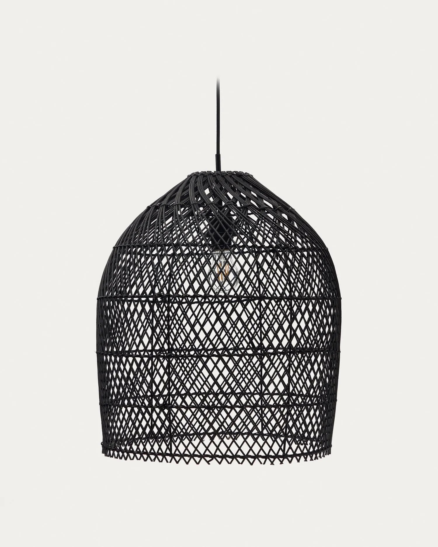 Domitila Lampenschirm aus Rattan, Ø 44 cm, schwarz. Handgeflochten, elegant, nachhaltig. Perfekt für moderne und boho Räume.