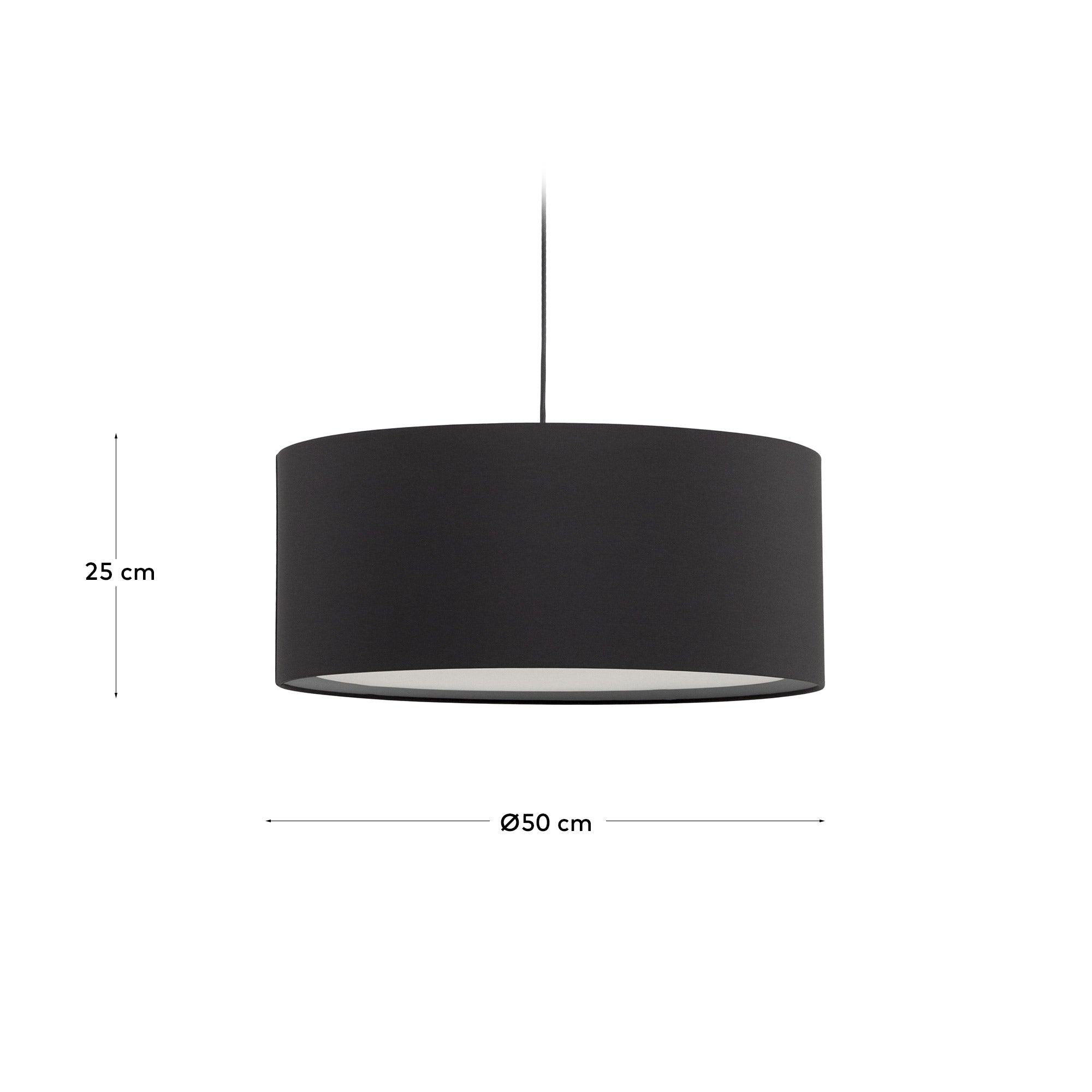 Lampenschirm für Deckenleuchte Santana in Schwarz mit Diffusor in Weiss Ø 50 cm in Schwarz präsentiert im Onlineshop von KAQTU Design AG. Lampenschirm ist von Kave Home