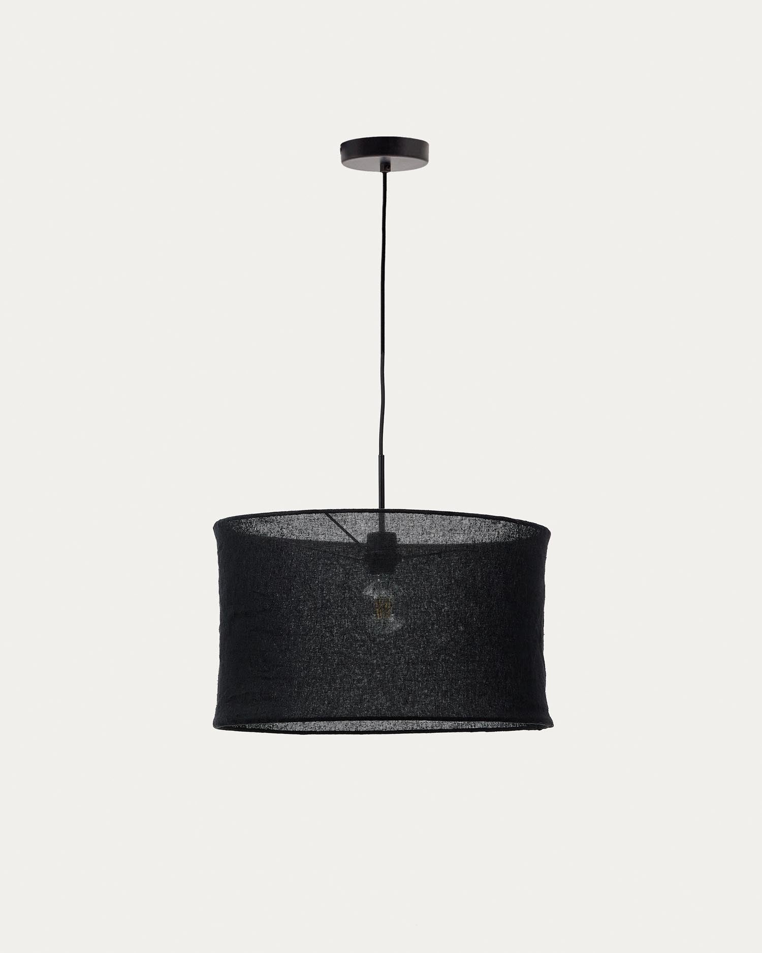 Mariela Schirm für Deckenlampe aus Leinen mit schwarzem Finish Ø 50 x 30 cm in Schwarz präsentiert im Onlineshop von KAQTU Design AG. Lampenschirm ist von Kave Home