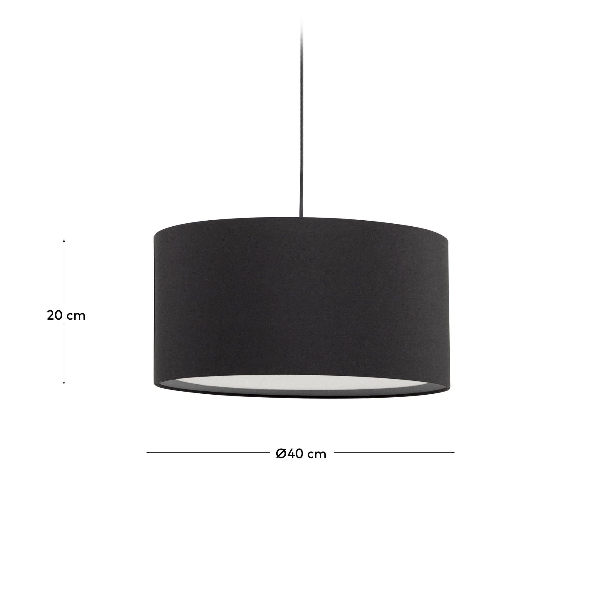 Lampenschirm für Deckenleuchte Santana in Schwarz mit Diffusor in Weiss Ø 40 cm in Schwarz präsentiert im Onlineshop von KAQTU Design AG. Lampenschirm ist von Kave Home