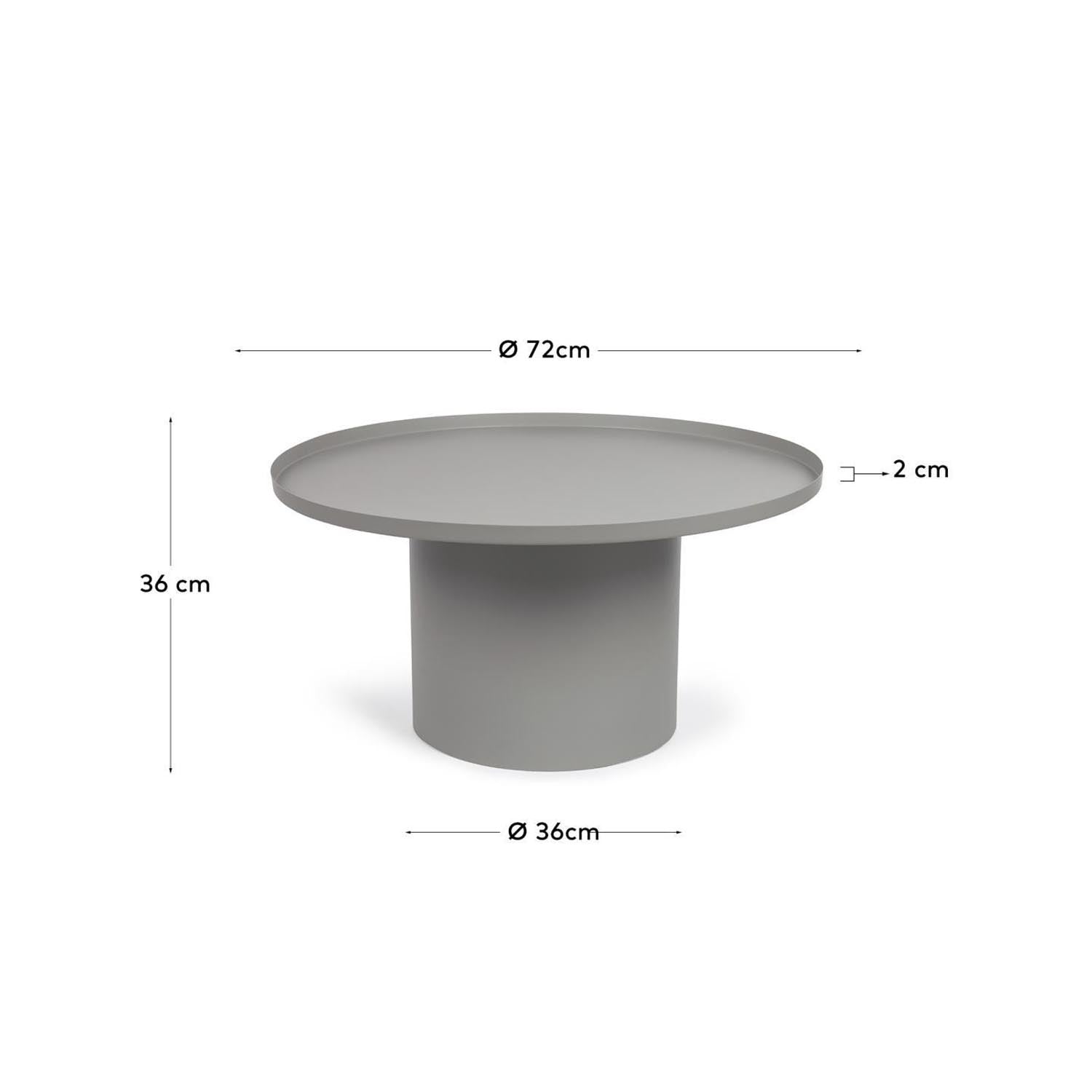 Fleksa runder Beistelltisch aus Metall grau Ø 72 cm in Grau präsentiert im Onlineshop von KAQTU Design AG. Beistelltisch ist von Kave Home