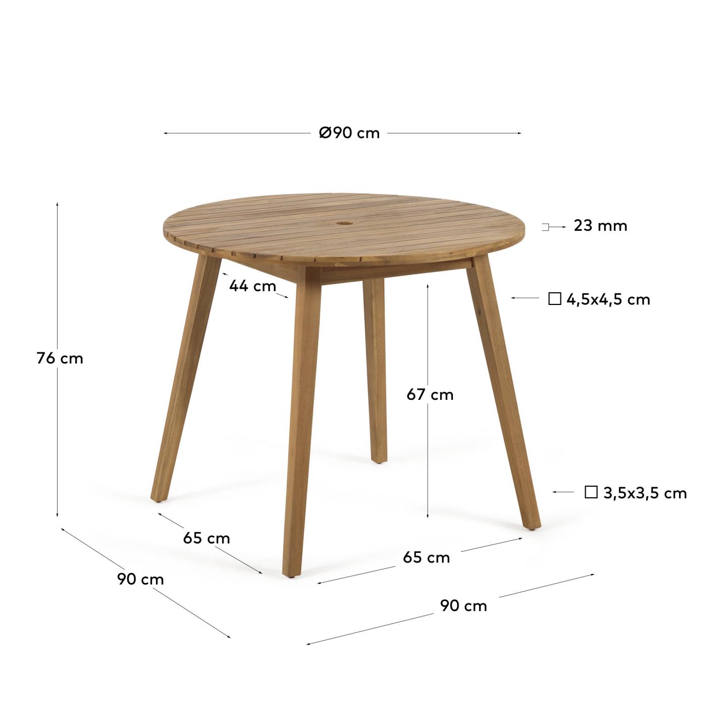 Vilma runder Gartentisch aus massivem Akazienholz Ø 90 cm FSC 100% in Braun präsentiert im Onlineshop von KAQTU Design AG. Gartentisch ist von Kave Home