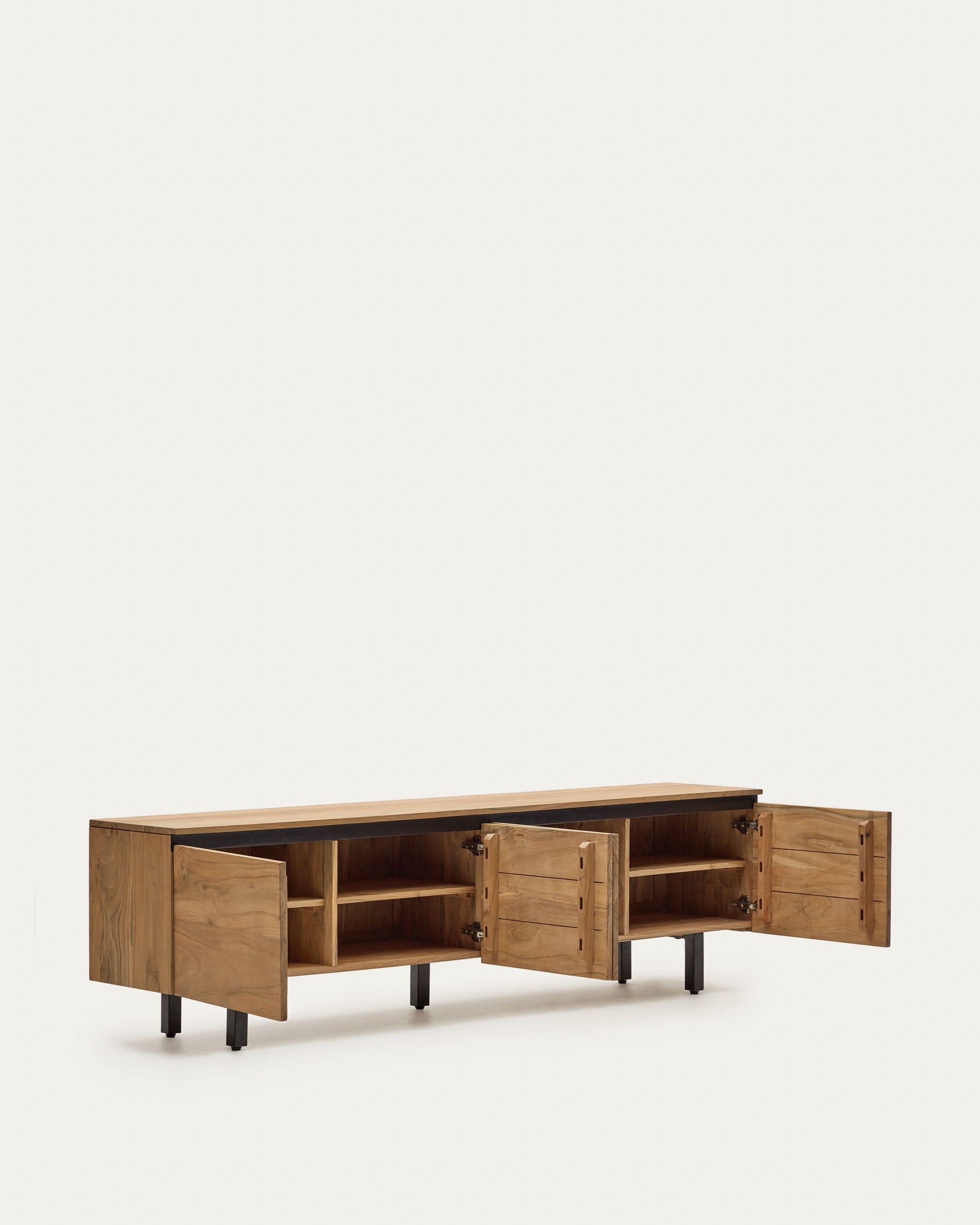 Uxue TV-Möbel 4-türig aus massivem Akazienholz mit natürlichem Finish 200 x 58 cm in Braun präsentiert im Onlineshop von KAQTU Design AG. Sideboard ist von Kave Home