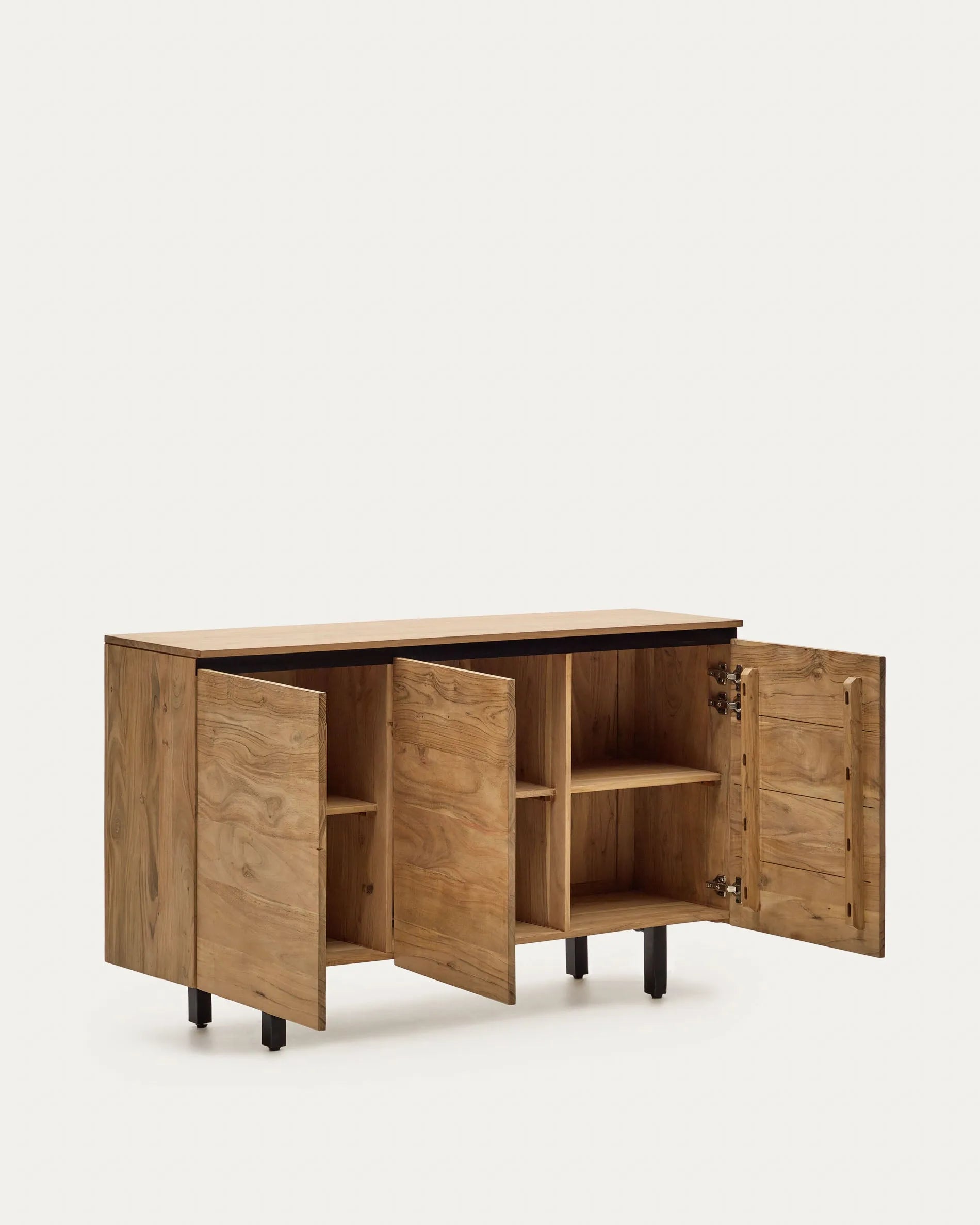 Elegantes Sideboard aus Akazienholz, 150x88 cm, vereint Tradition und Moderne mit natürlichem Finish und klaren Linien.