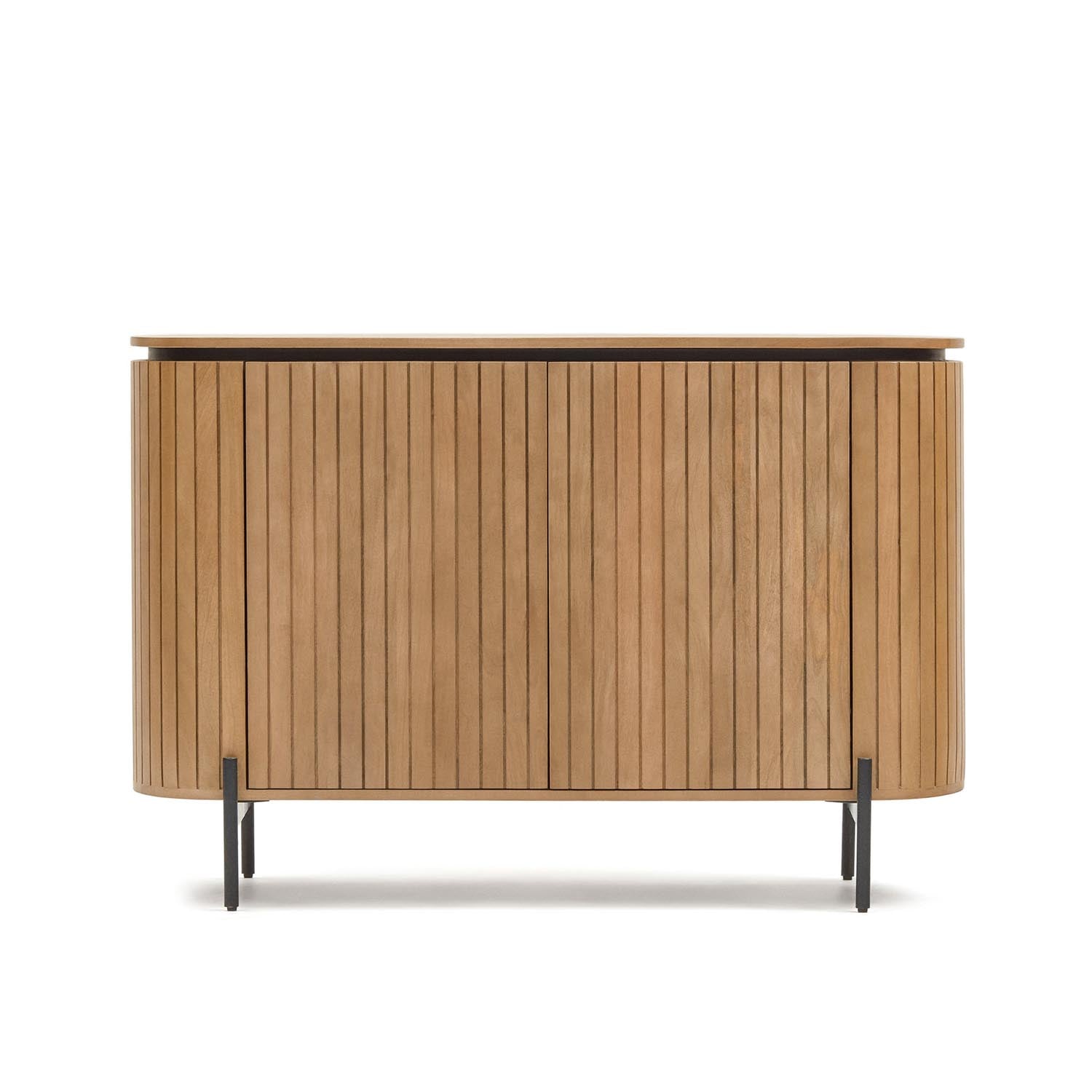 Licia Highboard 2 Türen aus massivem Mangoholz und schwarz lackiertem Metall 120 x 80 cm in Natur präsentiert im Onlineshop von KAQTU Design AG. Sideboard ist von Kave Home