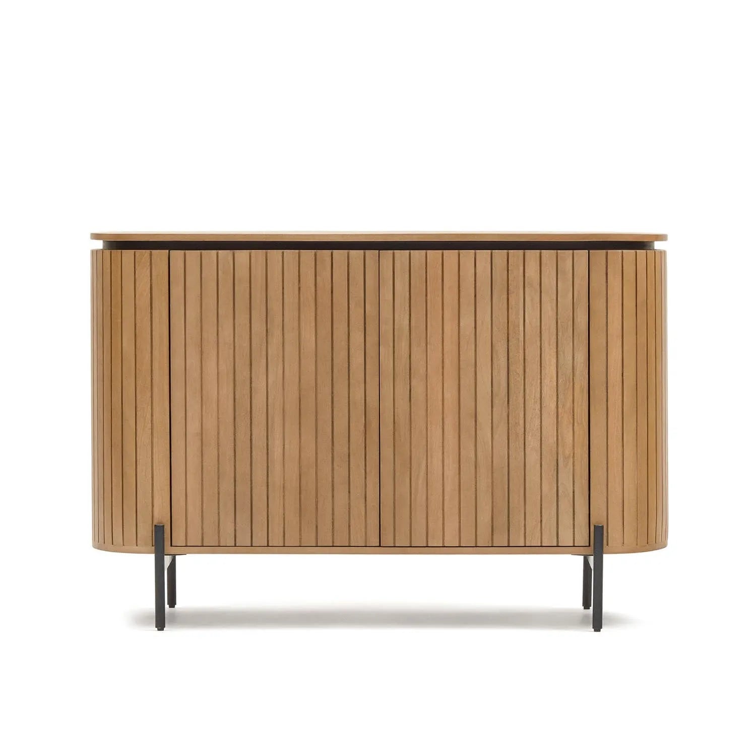 Licia Highboard: Modernes Design, Mangoholz, Metall, 2 Türen, 120x80cm, nachhaltige Materialien, Wohnzimmer, Esszimmer.