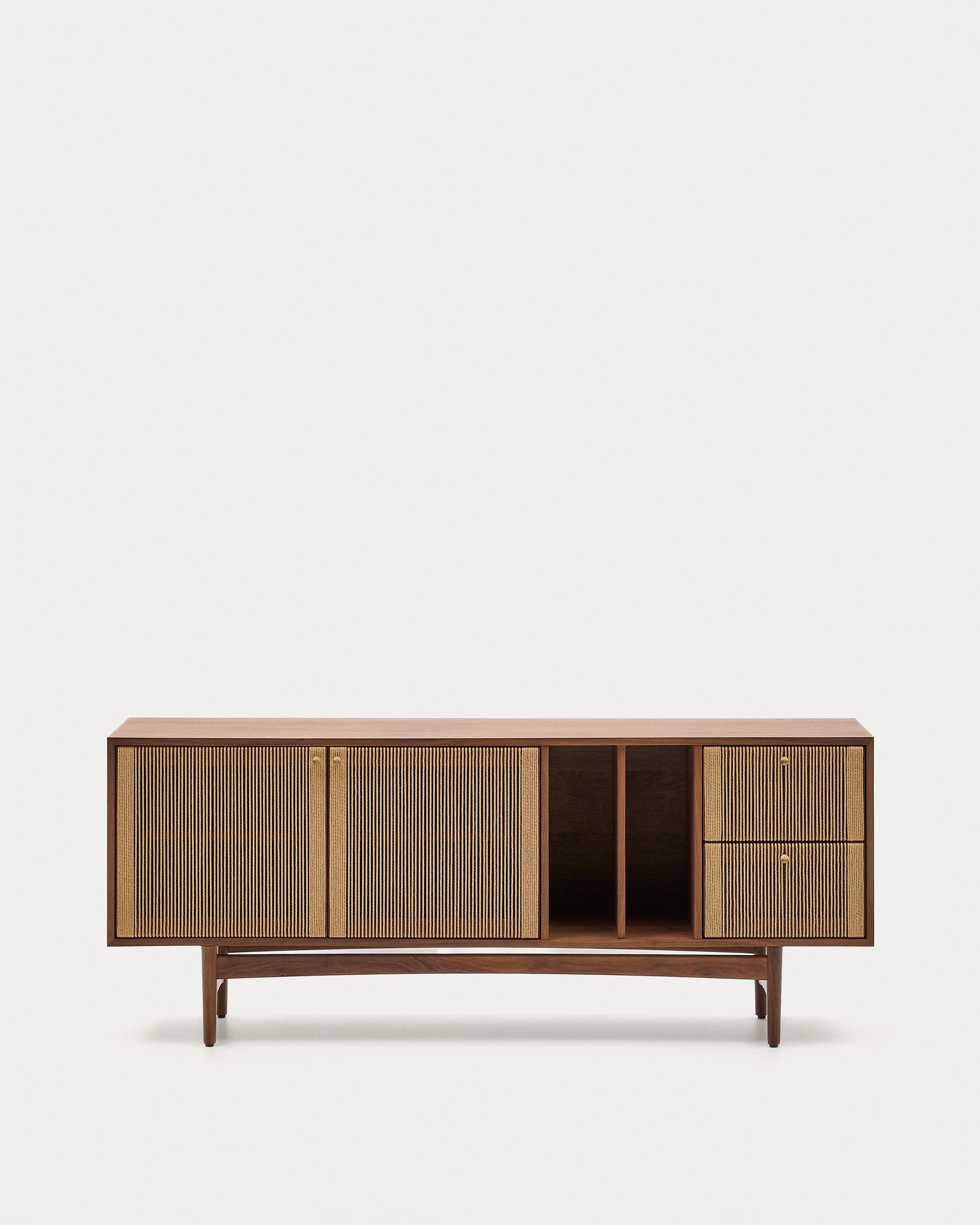 Sideboard Elan 2 Türen 2 Schubladen massives Nussholz und Furnier Seil 180x73cm FSC Mix Credit in Natur präsentiert im Onlineshop von KAQTU Design AG. Sideboard ist von Kave Home