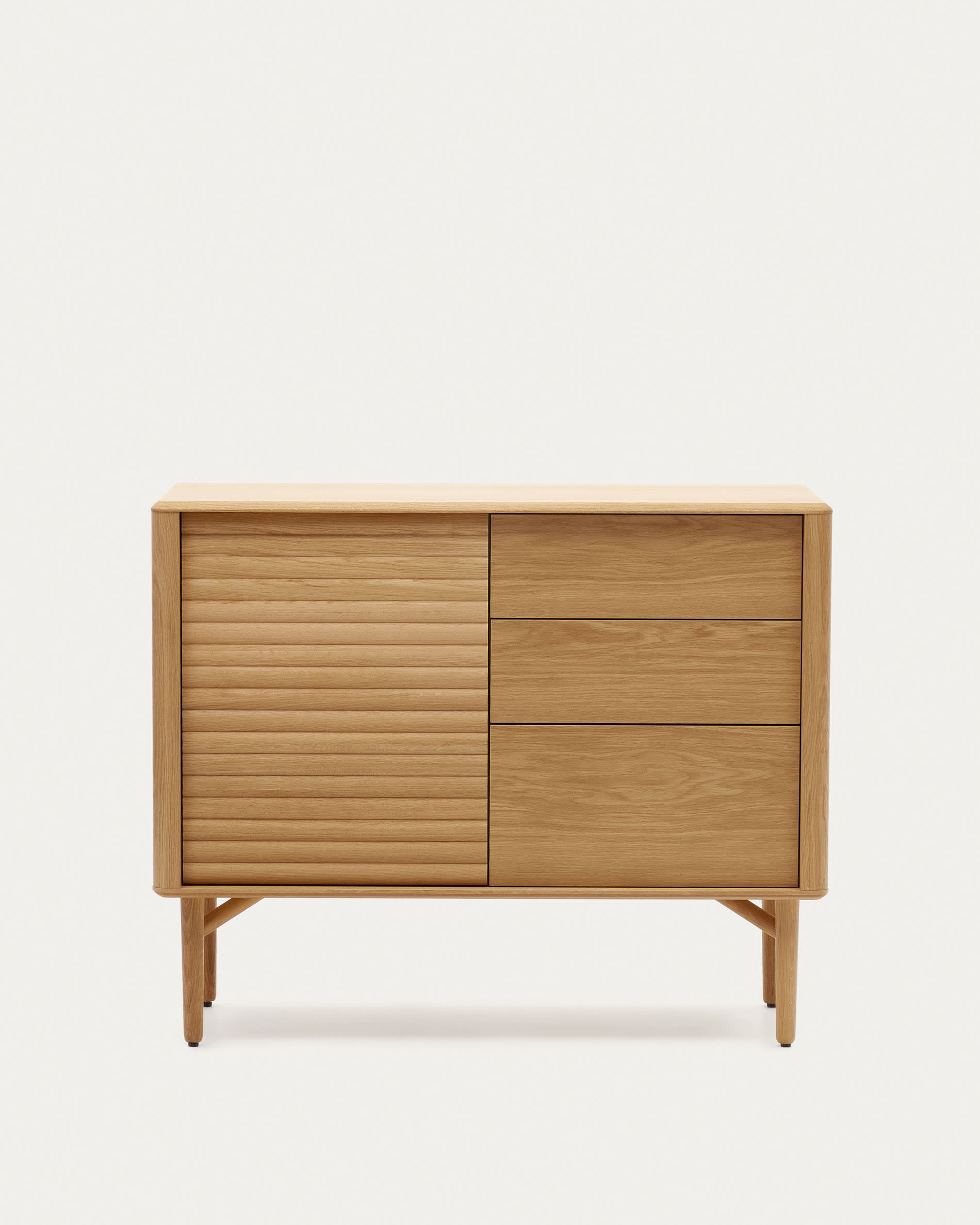 Lenon Sideboard 1 Türe und 3 Schubladen aus Eichenholz und Eichenfurnier 105 x 85 cm FSC MIX Credit in Braun präsentiert im Onlineshop von KAQTU Design AG. Sideboard ist von Kave Home