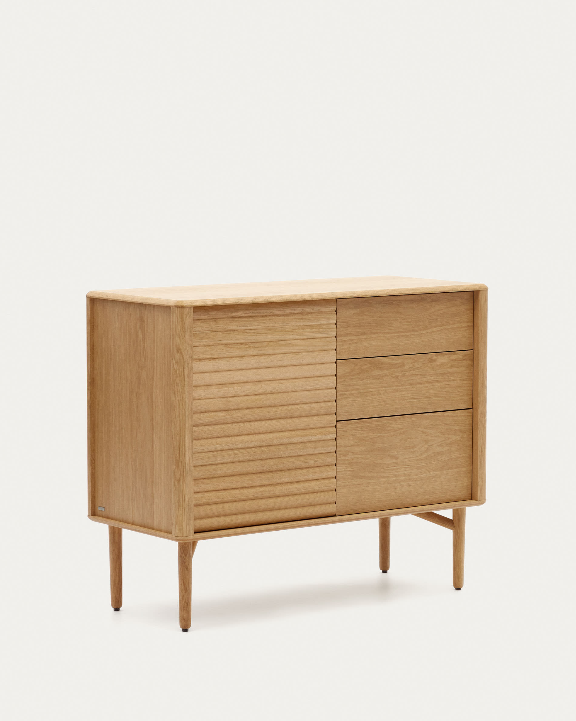 Lenon Sideboard 1 Türe und 3 Schubladen aus Eichenholz und Eichenfurnier 105 x 85 cm FSC MIX Credit in Braun präsentiert im Onlineshop von KAQTU Design AG. Sideboard ist von Kave Home