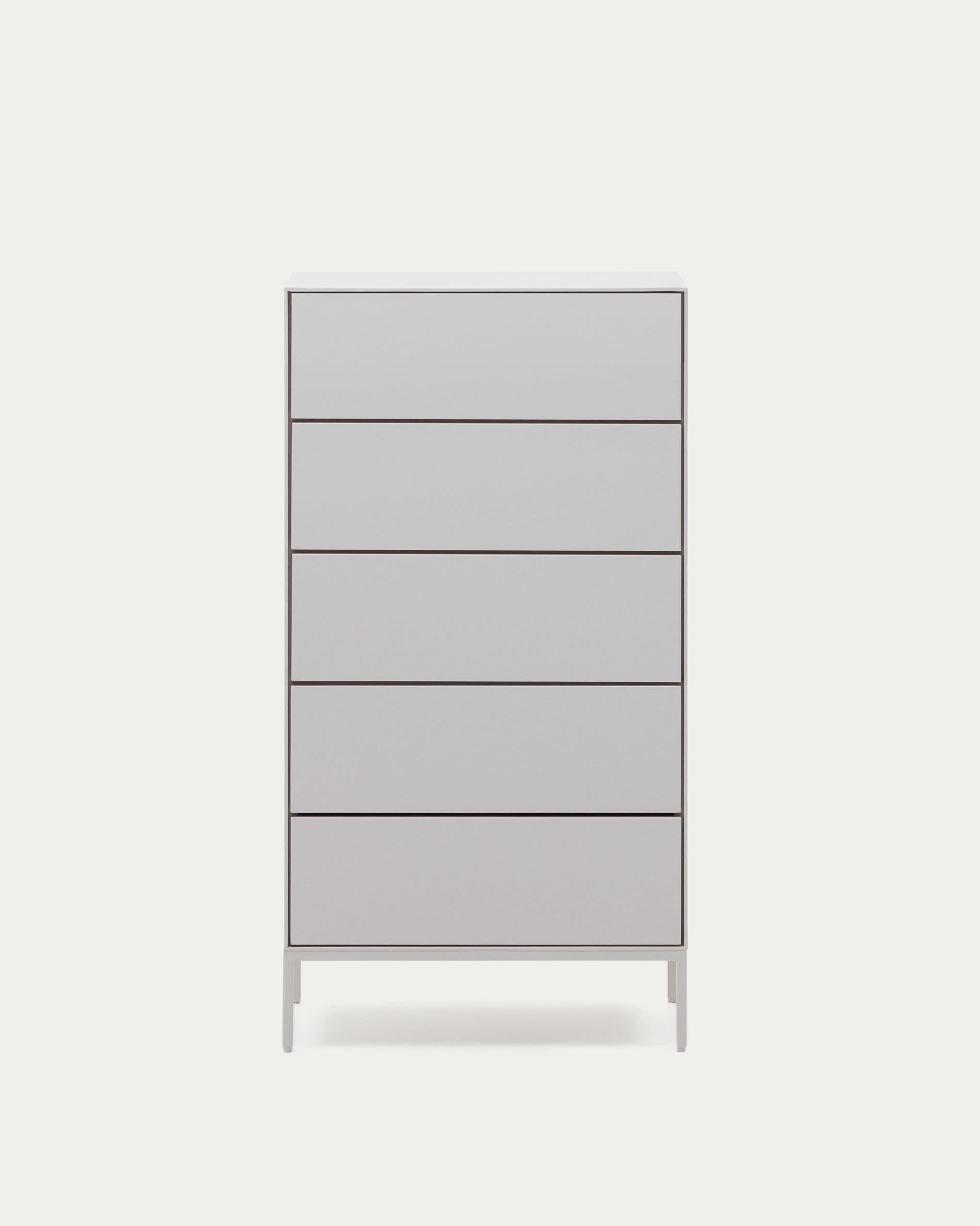 Vedrana Kommode 5 Schubladen MDF weiss lackiert 60 x 114 cm in Weiß präsentiert im Onlineshop von KAQTU Design AG. High-Sideboard ist von Kave Home