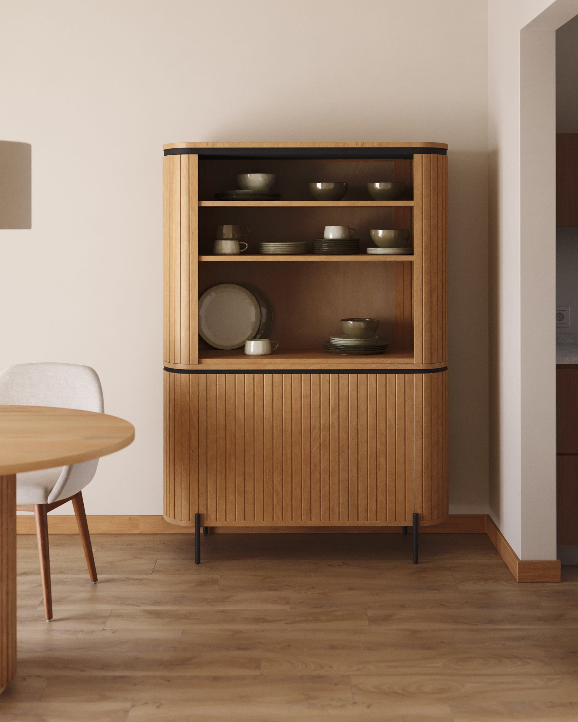 Licia Kommode 2 Türen aus massivem Mangoholz und Metall schwarz lackiert 120 x 170 cm in Braun präsentiert im Onlineshop von KAQTU Design AG. High-Sideboard ist von Kave Home