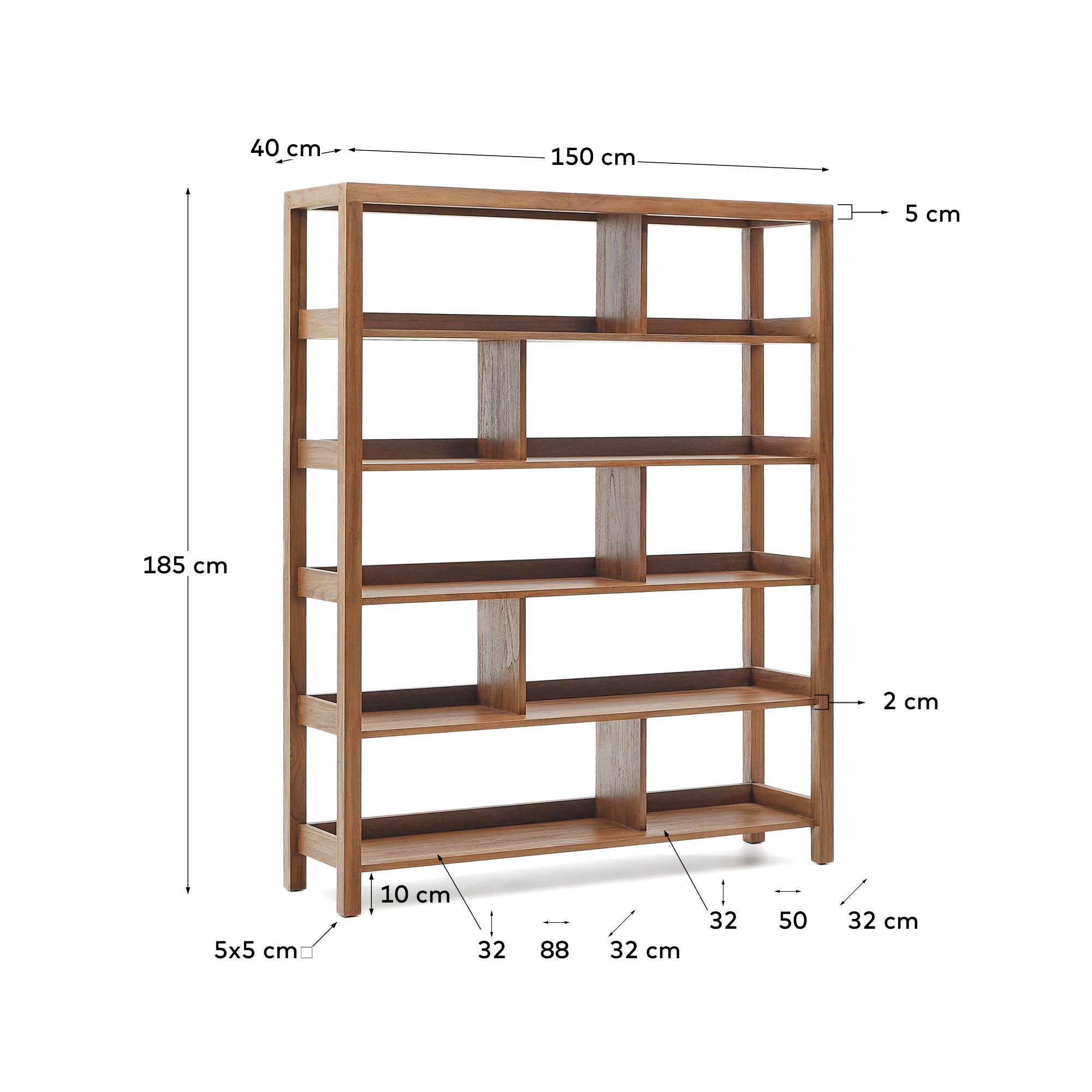 Sashi Regal aus massivem Teakholz 150 x 185 cm in Braun präsentiert im Onlineshop von KAQTU Design AG. Standregal ist von Kave Home