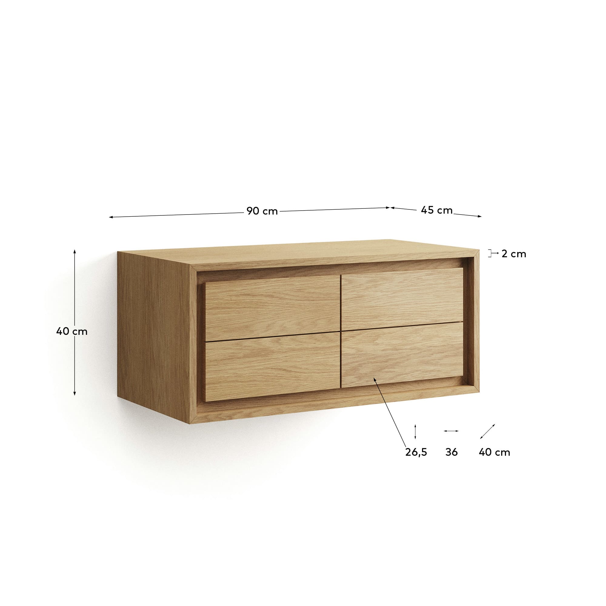 Kenta Badezimmermöbel aus massivem Teakholz mit natürlichem Finish 90 x 45 cm in Braun präsentiert im Onlineshop von KAQTU Design AG. Wandschrank ist von Kave Home