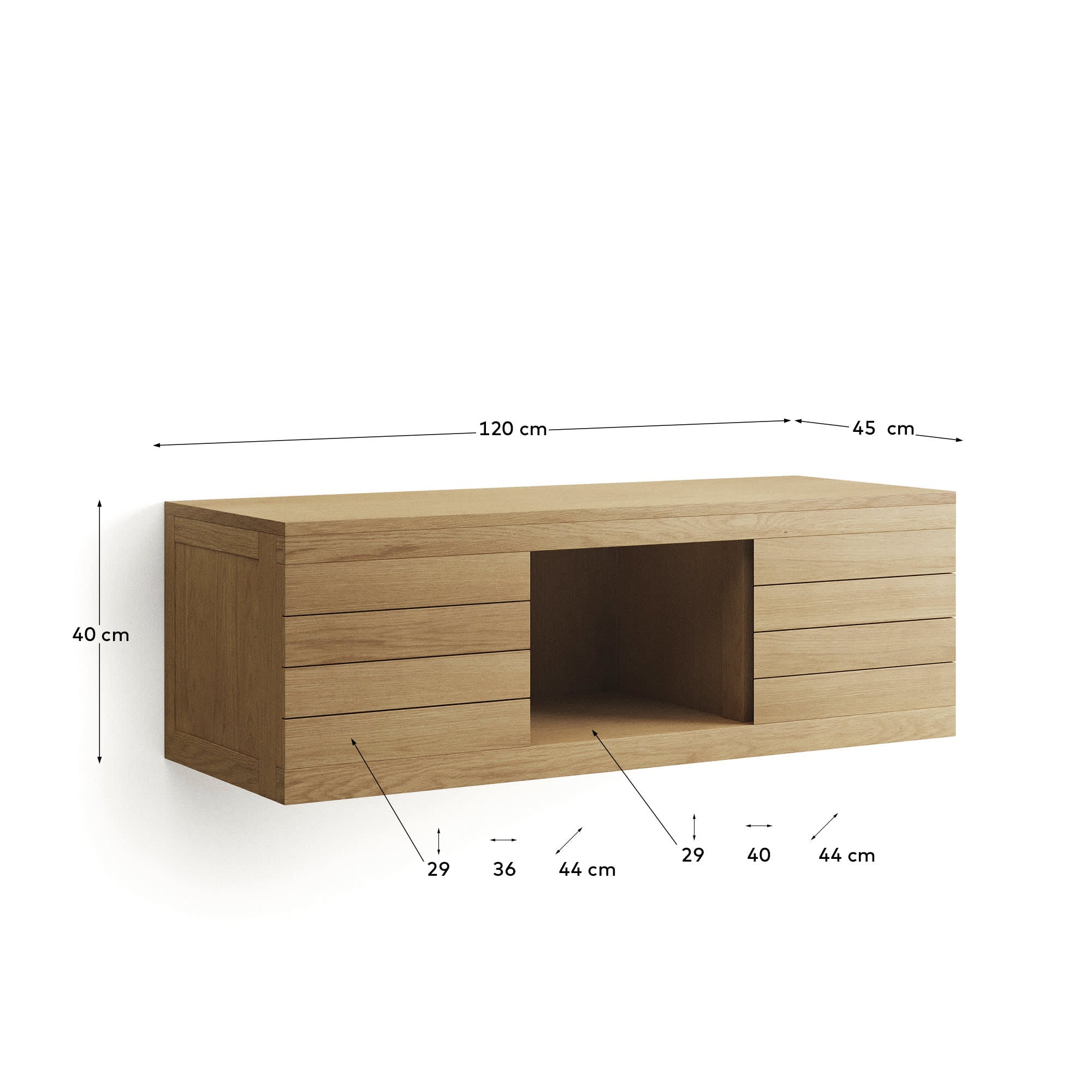 Yenit Badezimmermöbel aus massivem Teakholz mit natürlichem Finish 120 x 45 cm in Braun präsentiert im Onlineshop von KAQTU Design AG. Wandschrank ist von Kave Home