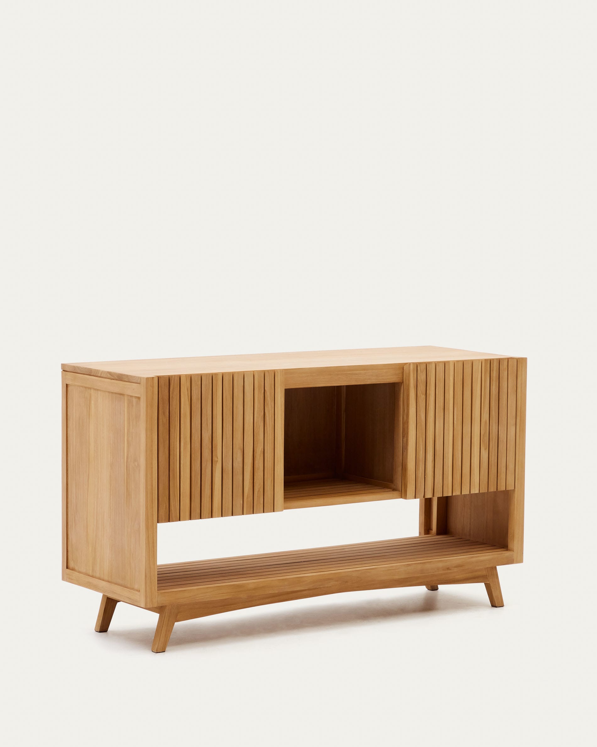 Kuveni aus massivem Teakholz mit natürlichem Finish 140 x 50 cm in Braun präsentiert im Onlineshop von KAQTU Design AG. High-Sideboard ist von Kave Home