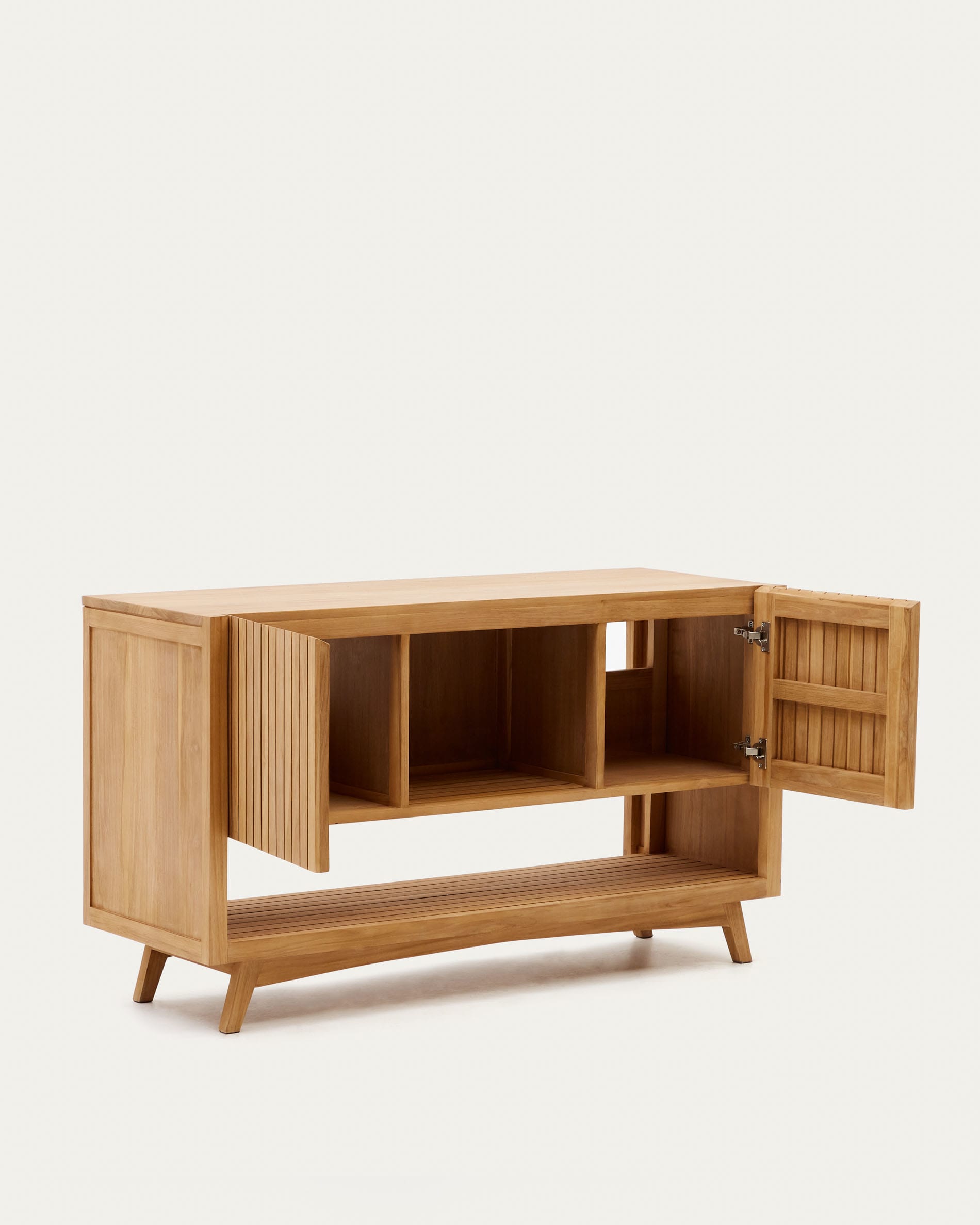 Kuveni aus massivem Teakholz mit natürlichem Finish 140 x 50 cm in Braun präsentiert im Onlineshop von KAQTU Design AG. High-Sideboard ist von Kave Home