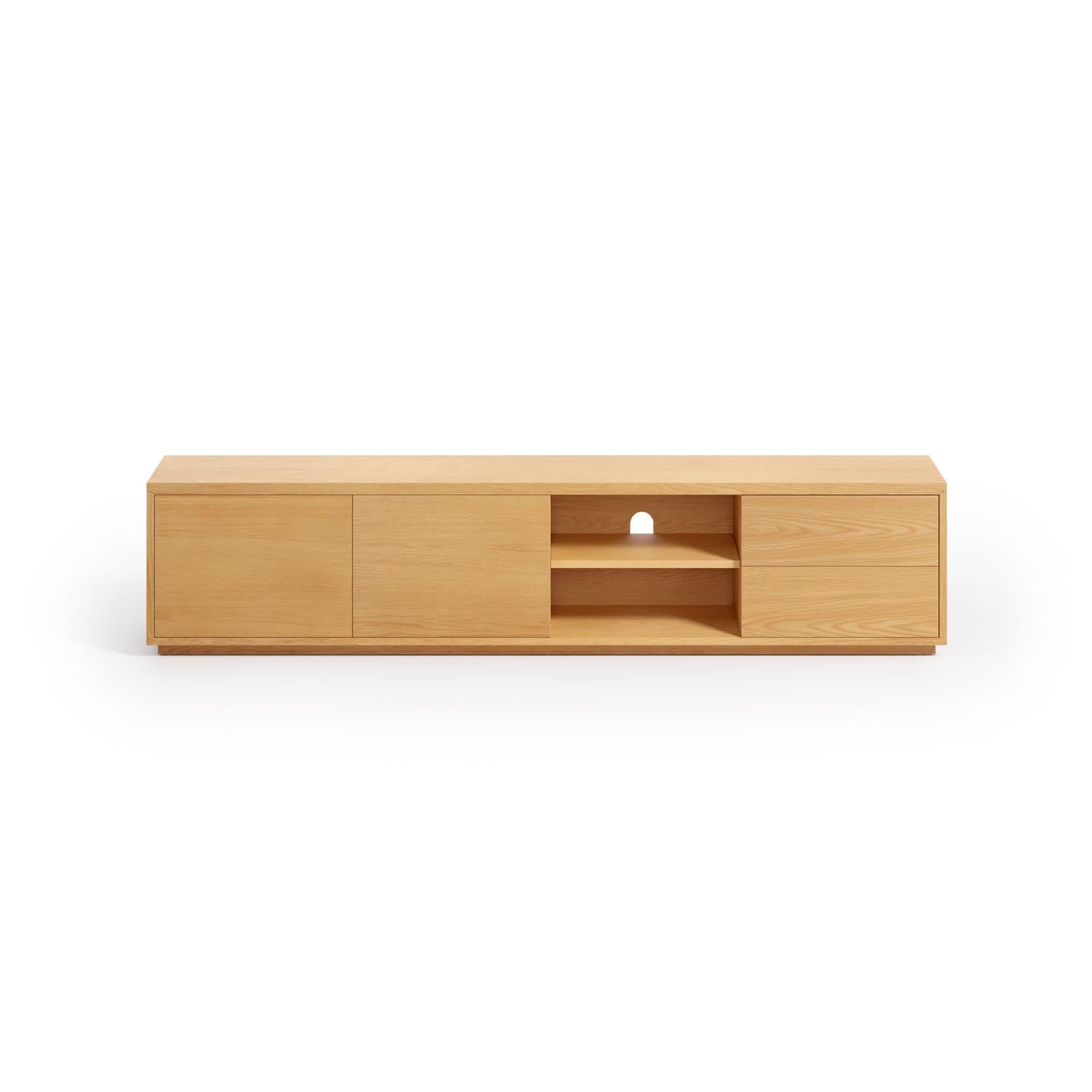 Abilen TV-Schrank 2 Türen und 2 Schubladen aus Eichenfurnier 200 x 44 cm FSC 100% in Natur präsentiert im Onlineshop von KAQTU Design AG. Sideboard ist von Kave Home