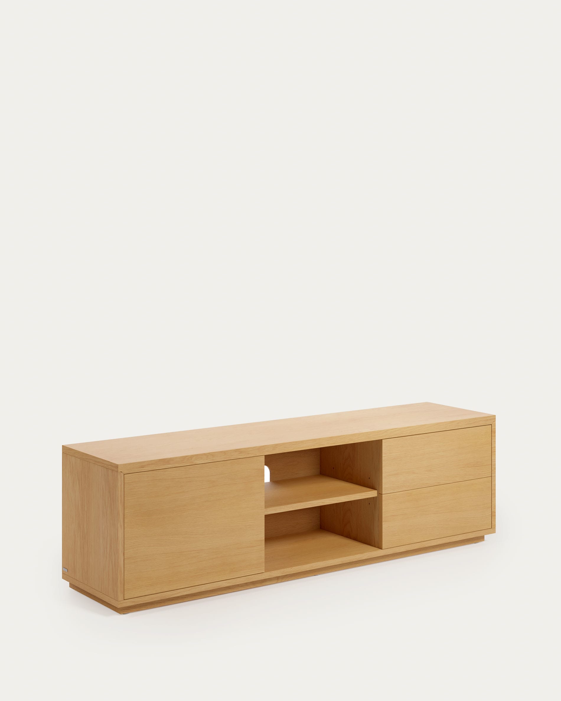 Abilen TV-Schrank 1 Türe und 2 Schubladen aus Eichenfurnier 150 x 44 cm FSC 100% in Braun präsentiert im Onlineshop von KAQTU Design AG. Sideboard ist von Kave Home