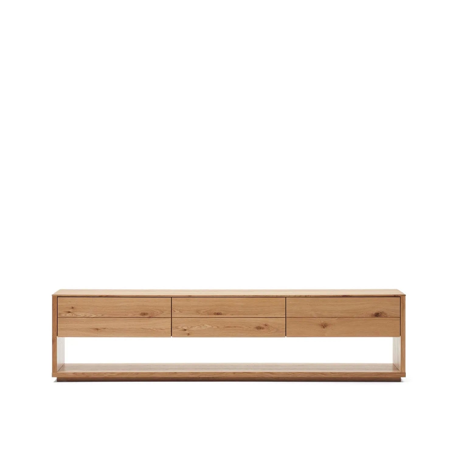 TV-Möbel Alguema 3 Schubladen in Eichenfurnier mit natürlichem Finish 200 x 51 cm in Natur präsentiert im Onlineshop von KAQTU Design AG. Sideboard ist von Kave Home