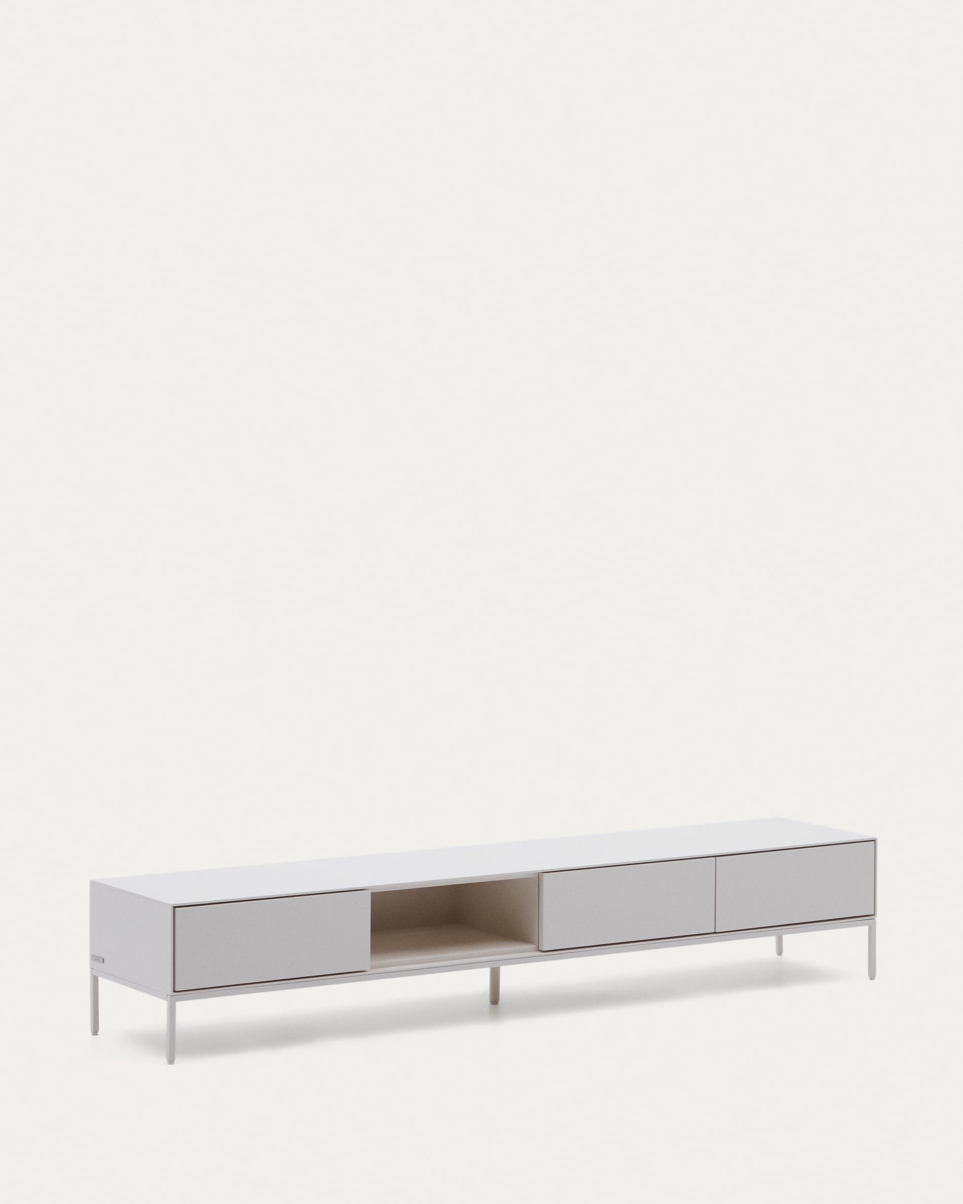 Vedrana TV-Schrank 3 Schubladen MDF weiss lackiert 195 x 35 cm in Weiß präsentiert im Onlineshop von KAQTU Design AG. Sideboard ist von Kave Home