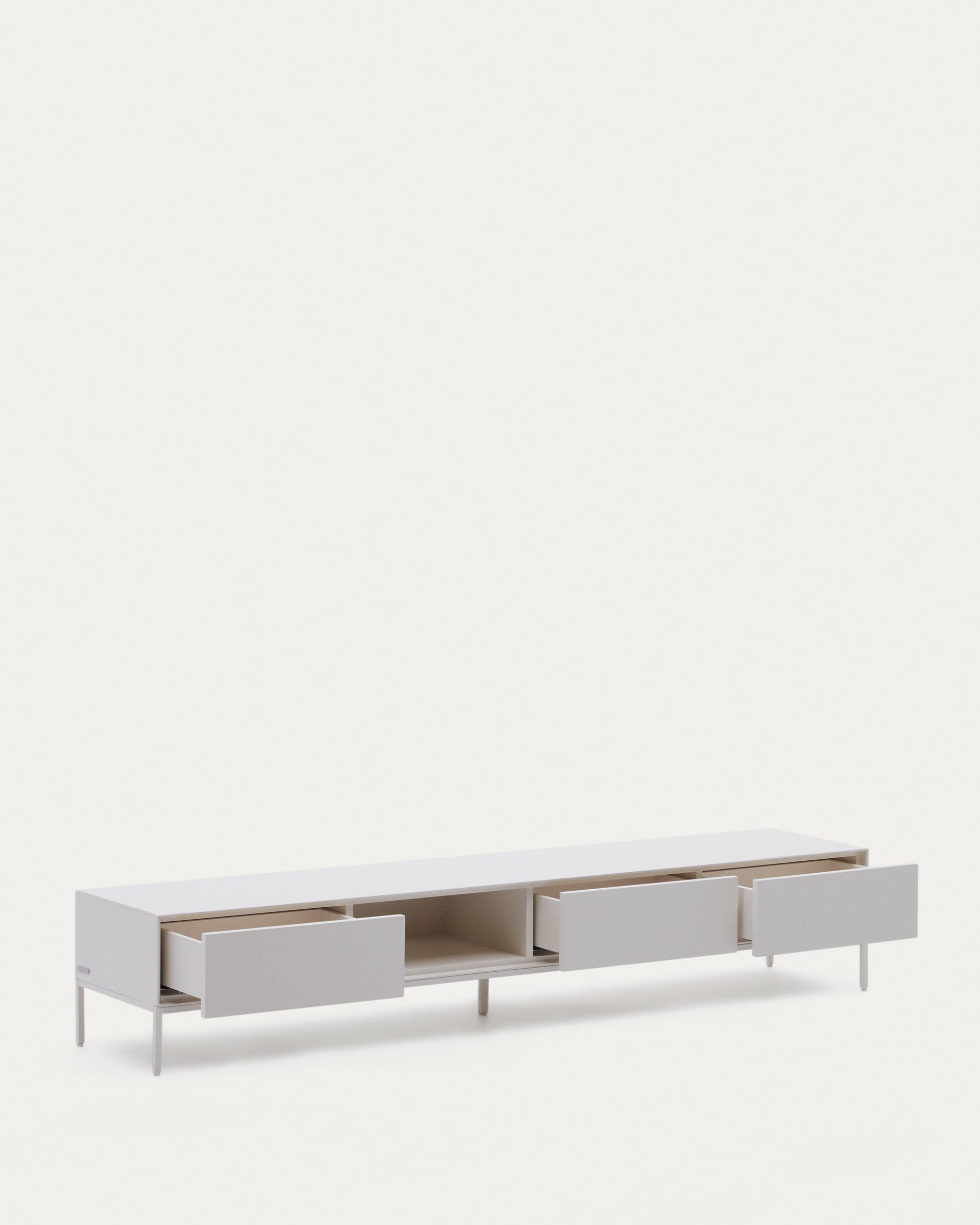 Vedrana TV-Schrank 3 Schubladen MDF weiss lackiert 195 x 35 cm in Weiß präsentiert im Onlineshop von KAQTU Design AG. Sideboard ist von Kave Home