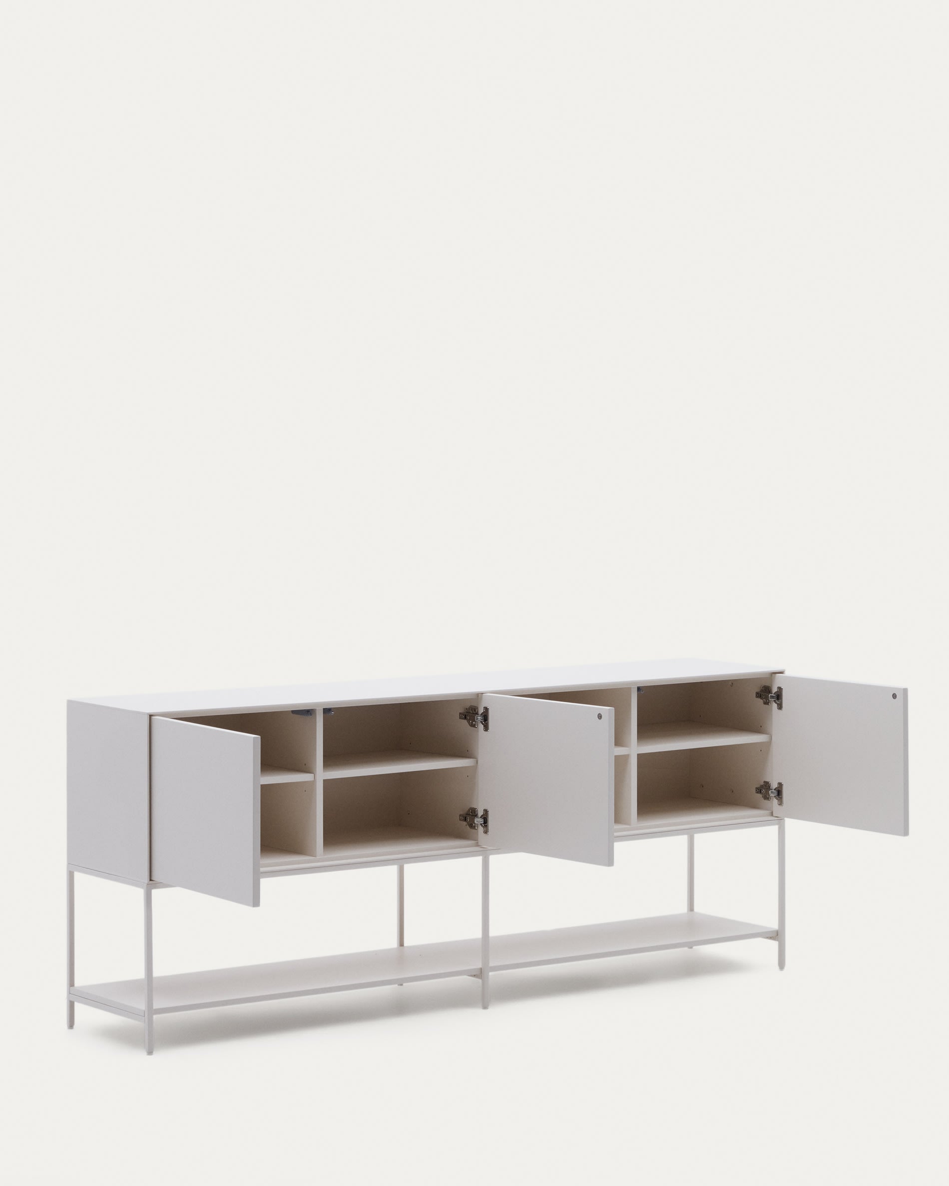 Vedrana Sideboard 3 Türen MDF weiss lackiert 195 x 80 cm in Weiß präsentiert im Onlineshop von KAQTU Design AG. Sideboard ist von Kave Home