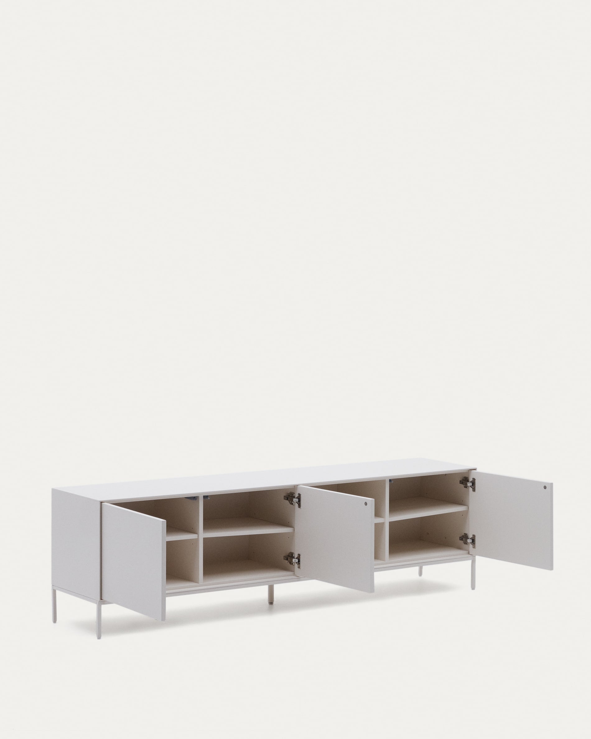 Vedrana TV-Schrank 3 Türen MDF weiss lackiert 195 x 55 cm in Weiß präsentiert im Onlineshop von KAQTU Design AG. Sideboard ist von Kave Home