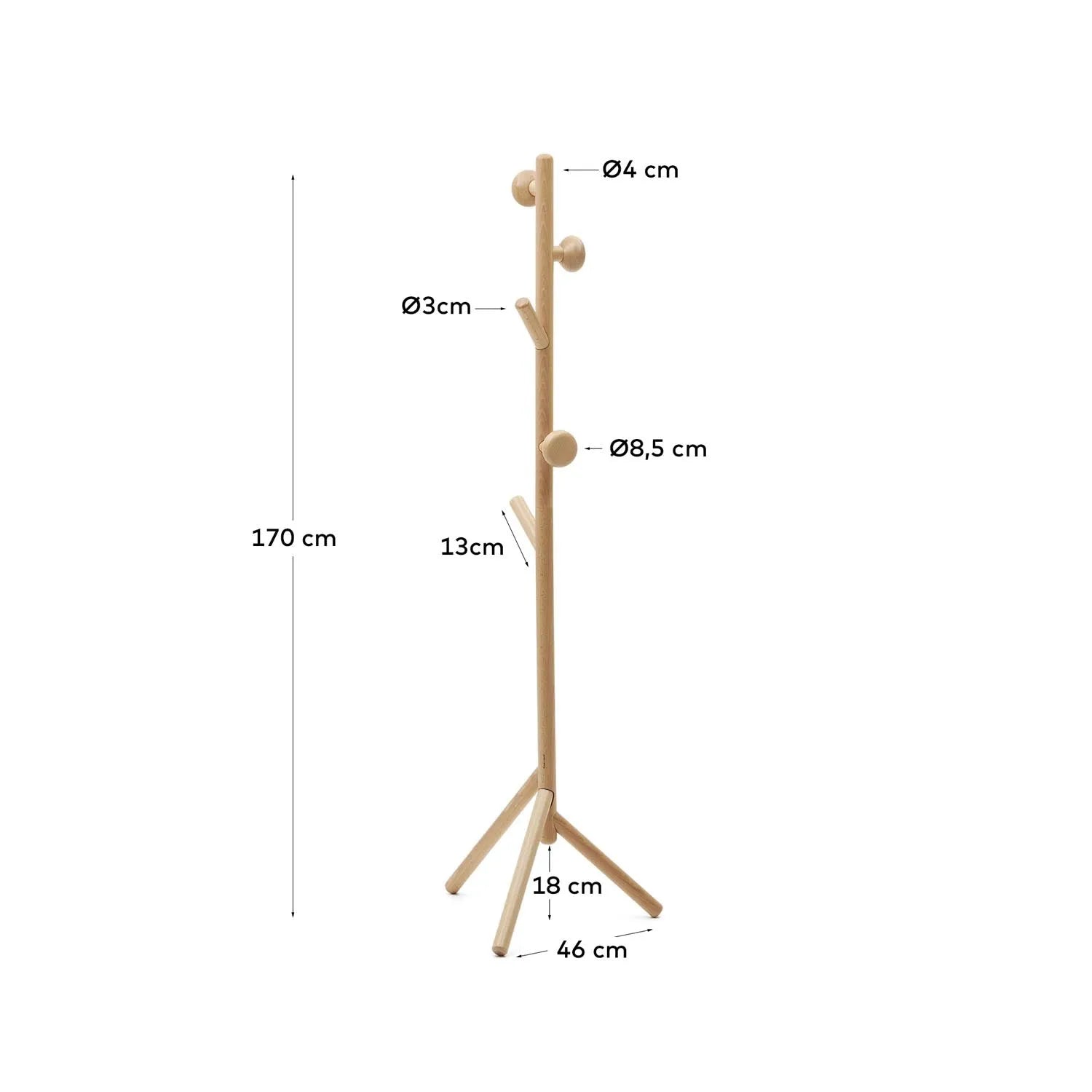 Nadue Garderobenständer aus massiver Buche mit natürlichem Finish 170 cm in Natur präsentiert im Onlineshop von KAQTU Design AG. Garderobe ist von Kave Home