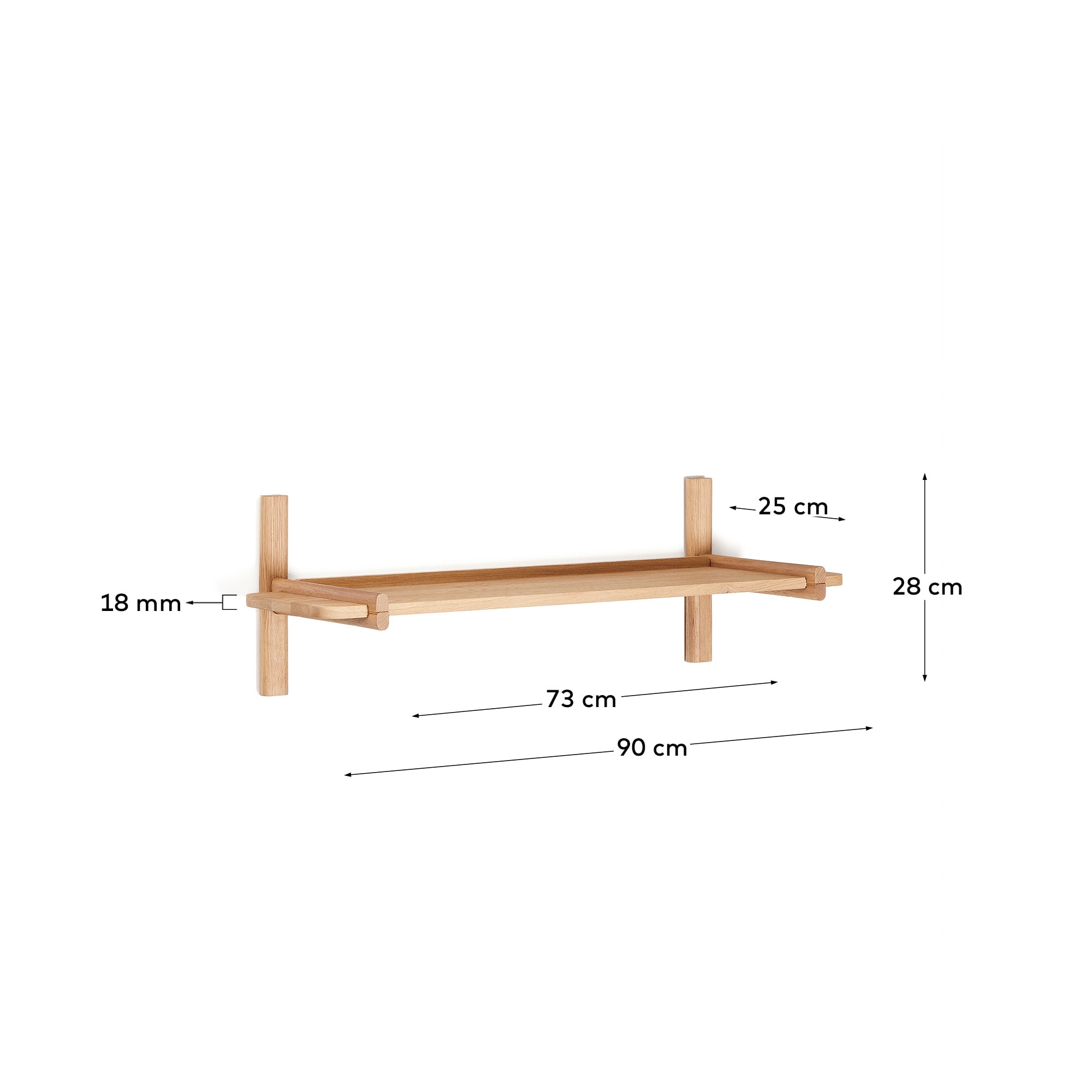 Sitra Regal modular 1 Regalbrett massives Eichenholz Finish Natur FSC Mix Credit 90 cm in Braun präsentiert im Onlineshop von KAQTU Design AG. Wandregal ist von Kave Home