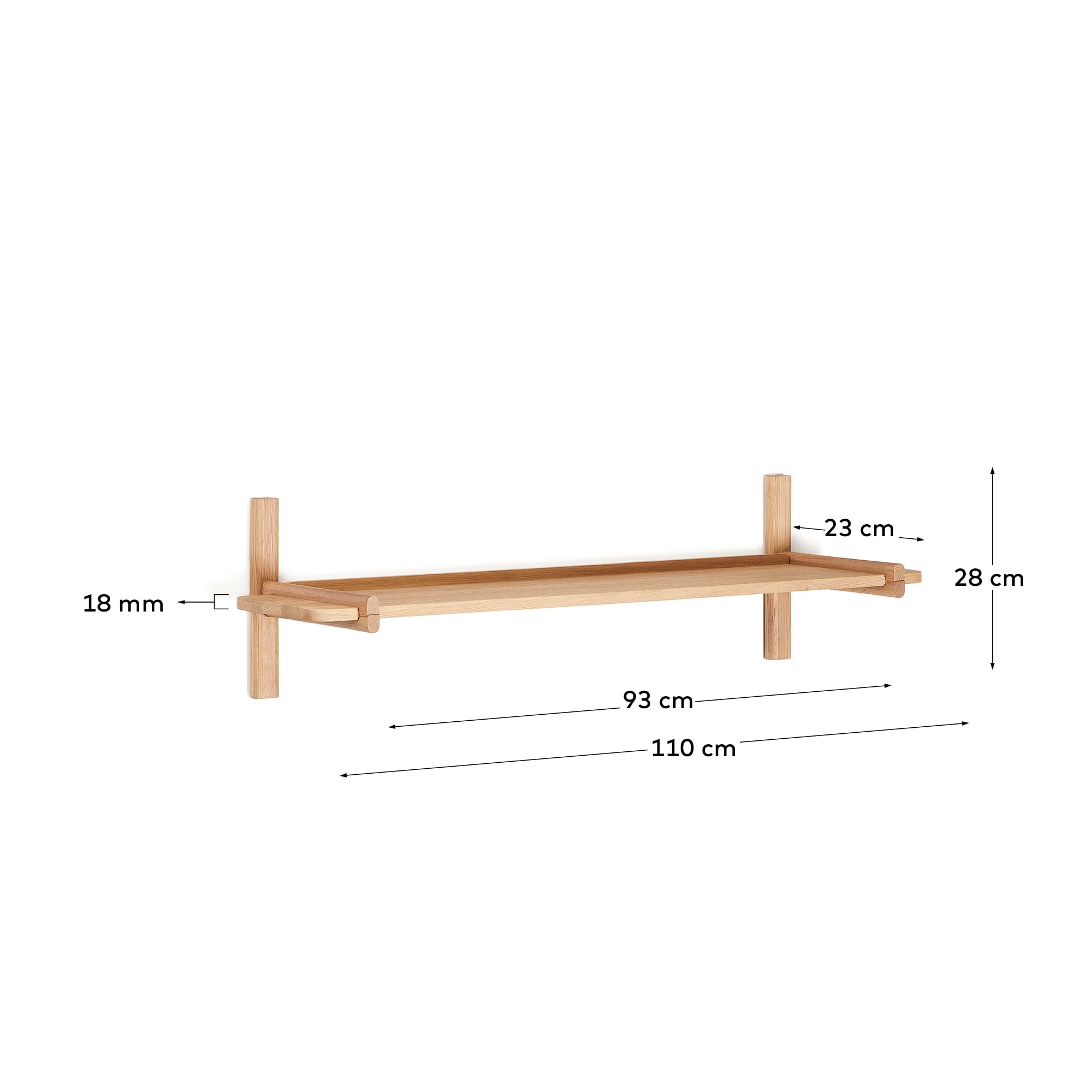 Sitra Regal modular 1 Regalbrett massives Eichenholz Finish Natur FSC Mix Credit 90 cm in Braun präsentiert im Onlineshop von KAQTU Design AG. Wandregal ist von Kave Home