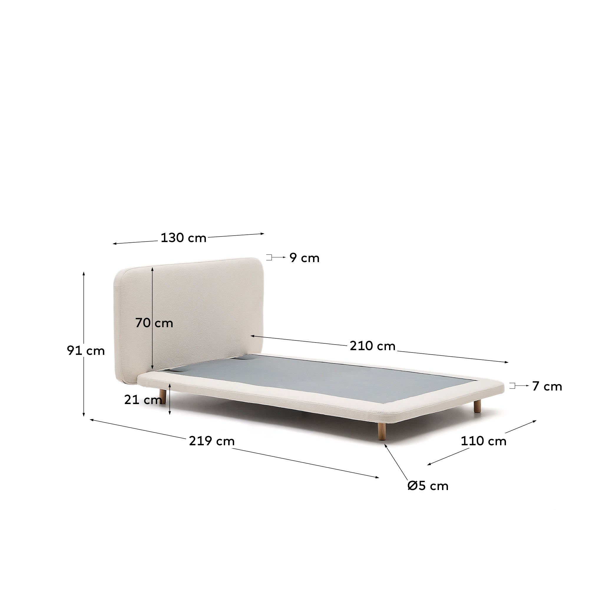 Abziehbares Bett Odum aus beigefarbenem Mikro-Bouclé mit Beinen aus massivem Buchenholz, 90 x 200 cm FSC Mix Credit in Beige präsentiert im Onlineshop von KAQTU Design AG. Bett ist von Kave Home