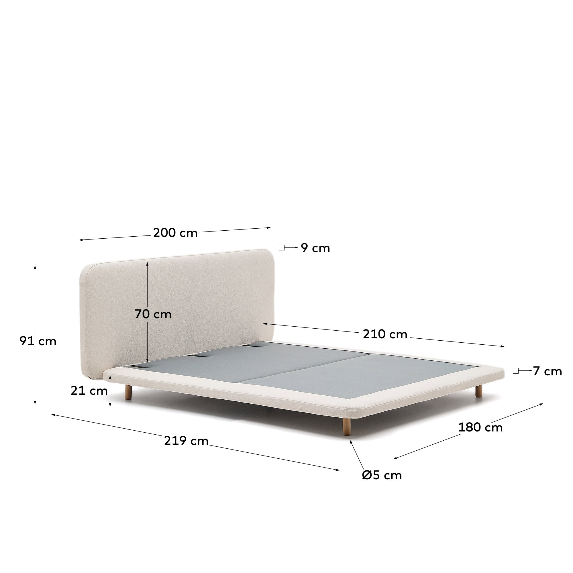 Abziehbares Bett Odum aus beigefarbenem Mikro-Bouclé Beine aus massivem Buchenholz 160 x 200 cm FSC Mix Credit in Beige präsentiert im Onlineshop von KAQTU Design AG. Bett ist von Kave Home