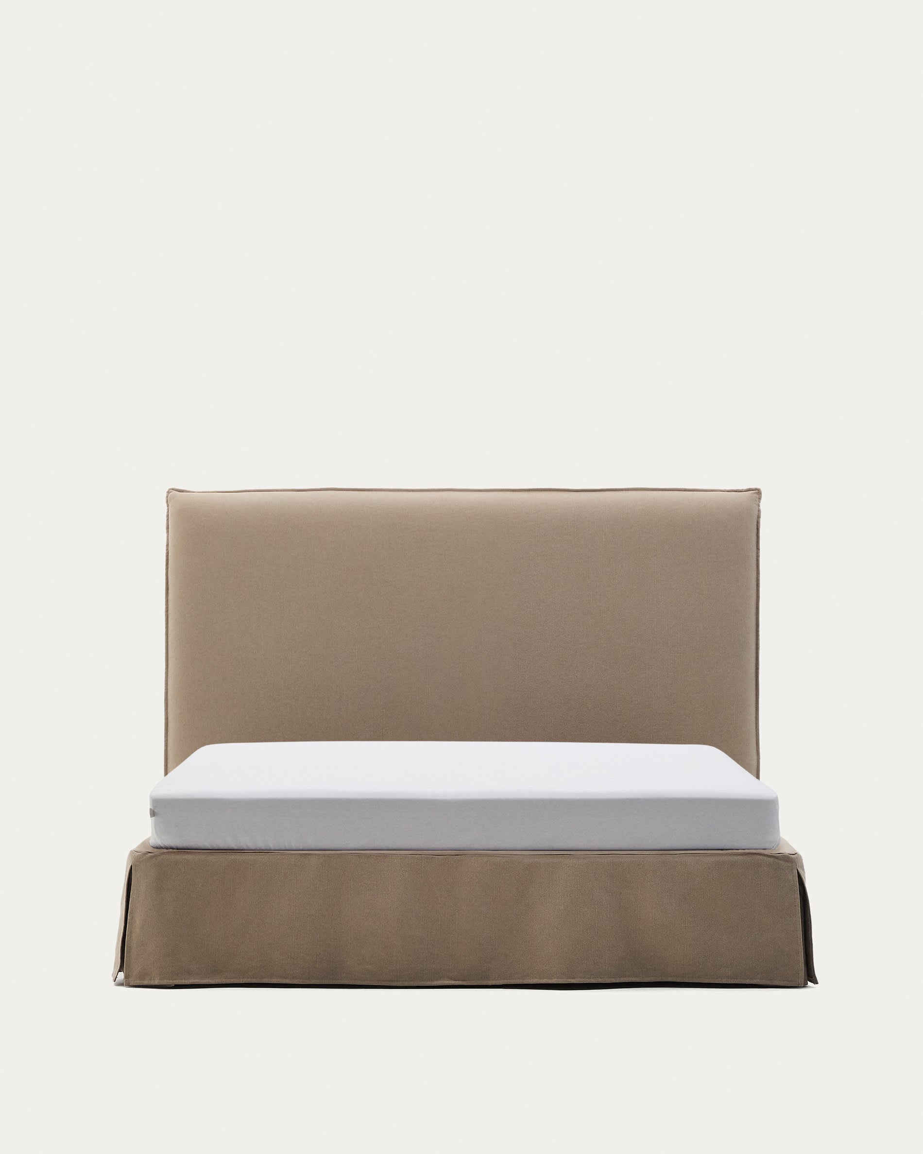 Bett mit abnehmbarem Bezug Jaira aus Leinen und Baumwolle taupe für eine Matratze von 160 x 200 cm in Taupe präsentiert im Onlineshop von KAQTU Design AG. Bett ist von Kave Home