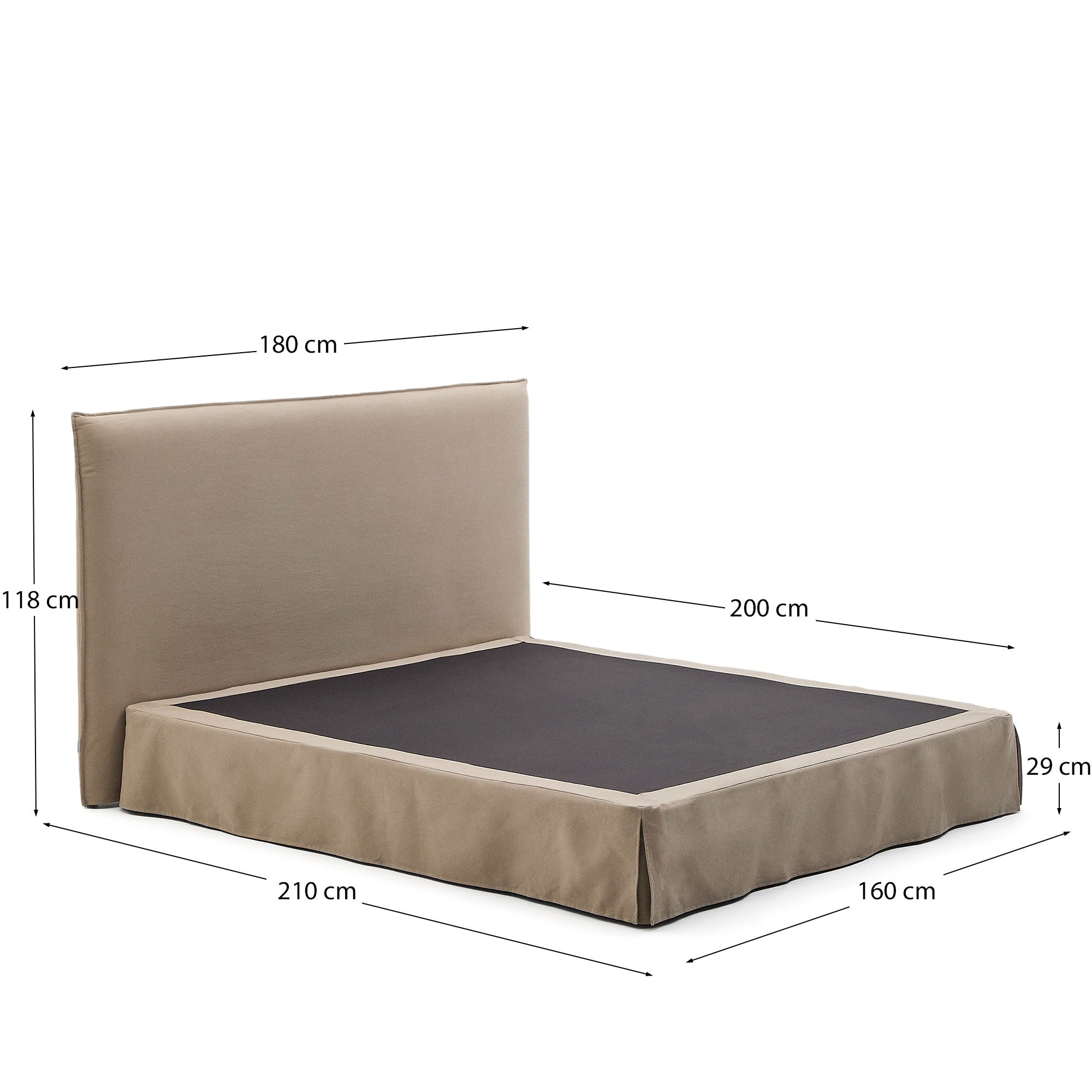 Bett mit abnehmbarem Bezug Jaira aus Leinen und Baumwolle taupe für eine Matratze von 160 x 200 cm in Taupe präsentiert im Onlineshop von KAQTU Design AG. Bett ist von Kave Home