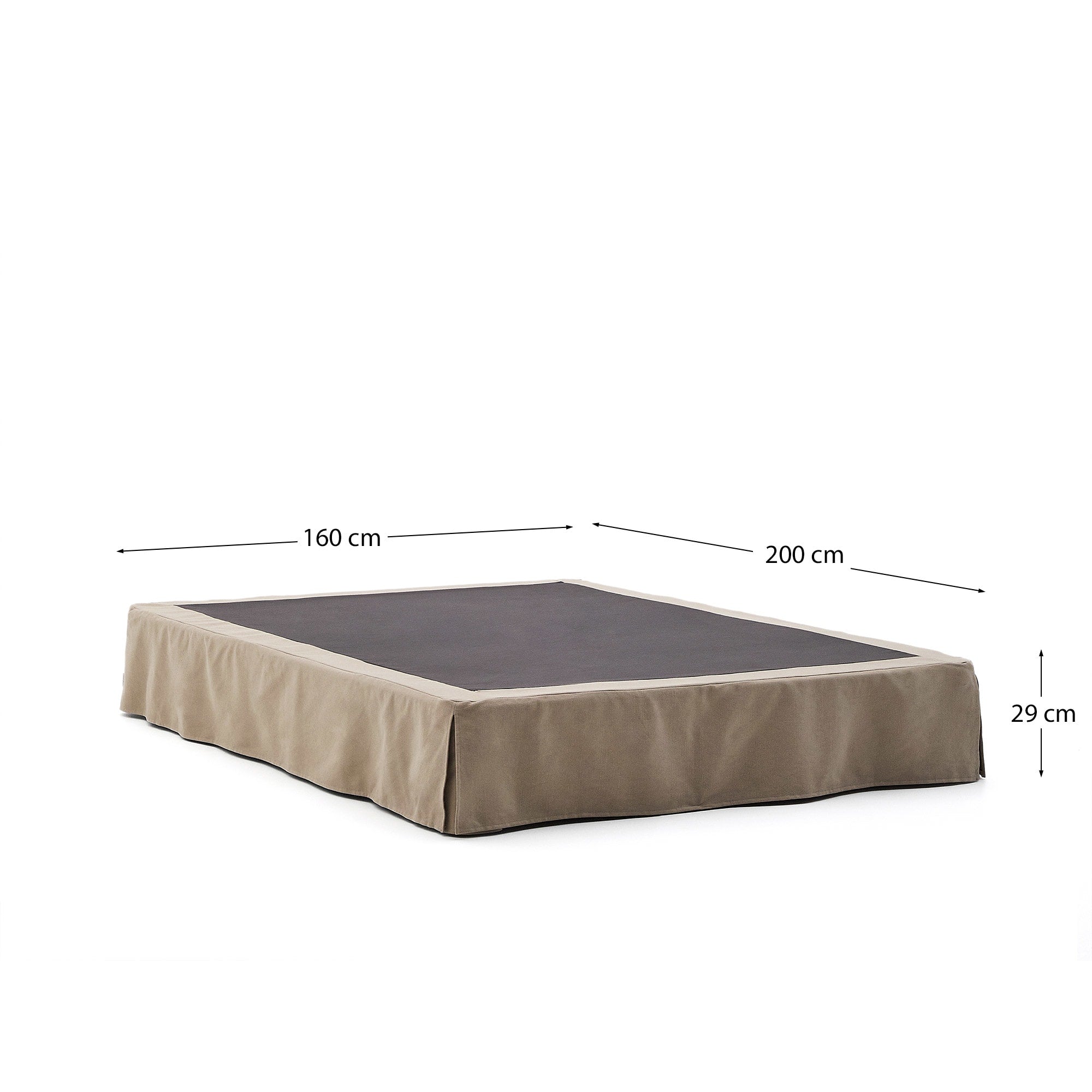 Bettgestell mit abnehmbarem Bezug Jaira aus Leinen und Baumwolle taupe für eine Matratze von 160 x 200 cm   in Taupe präsentiert im Onlineshop von KAQTU Design AG. Bett ist von Kave Home