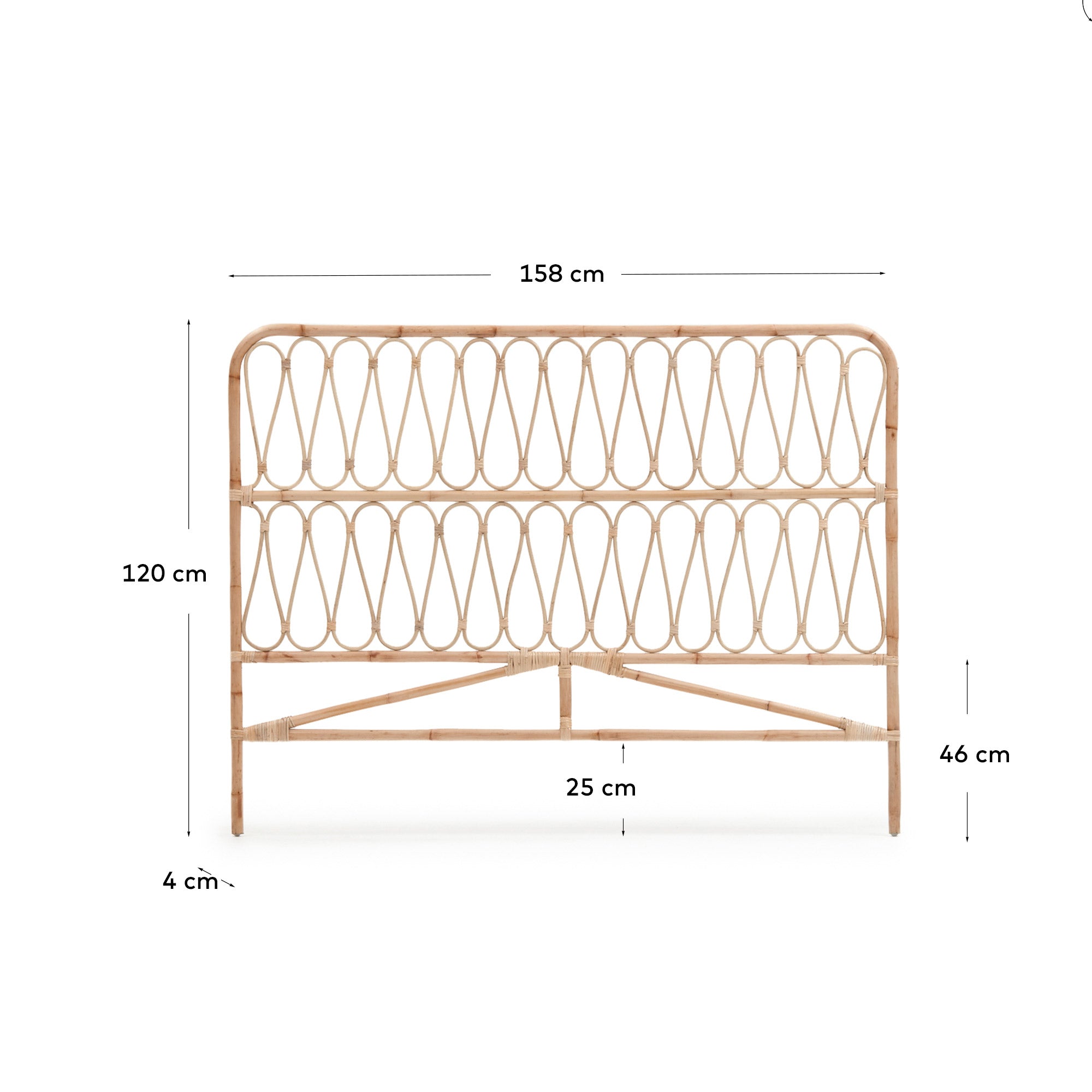 Caterina Bettkopfteil aus Rattan mit natürlichem Finish für Bett von 150 cm in Braun präsentiert im Onlineshop von KAQTU Design AG. Zubehör Bett ist von Kave Home