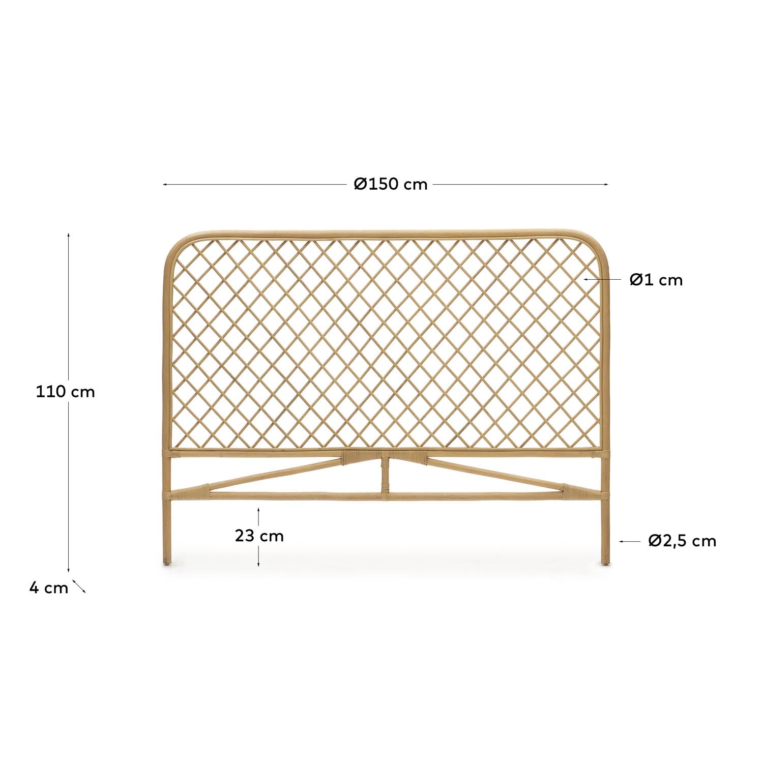 Citlalli Bettkopfteil aus Rattan mit natürlichem Finish für Bett von 150 cm in Braun präsentiert im Onlineshop von KAQTU Design AG. Zubehör Bett ist von Kave Home