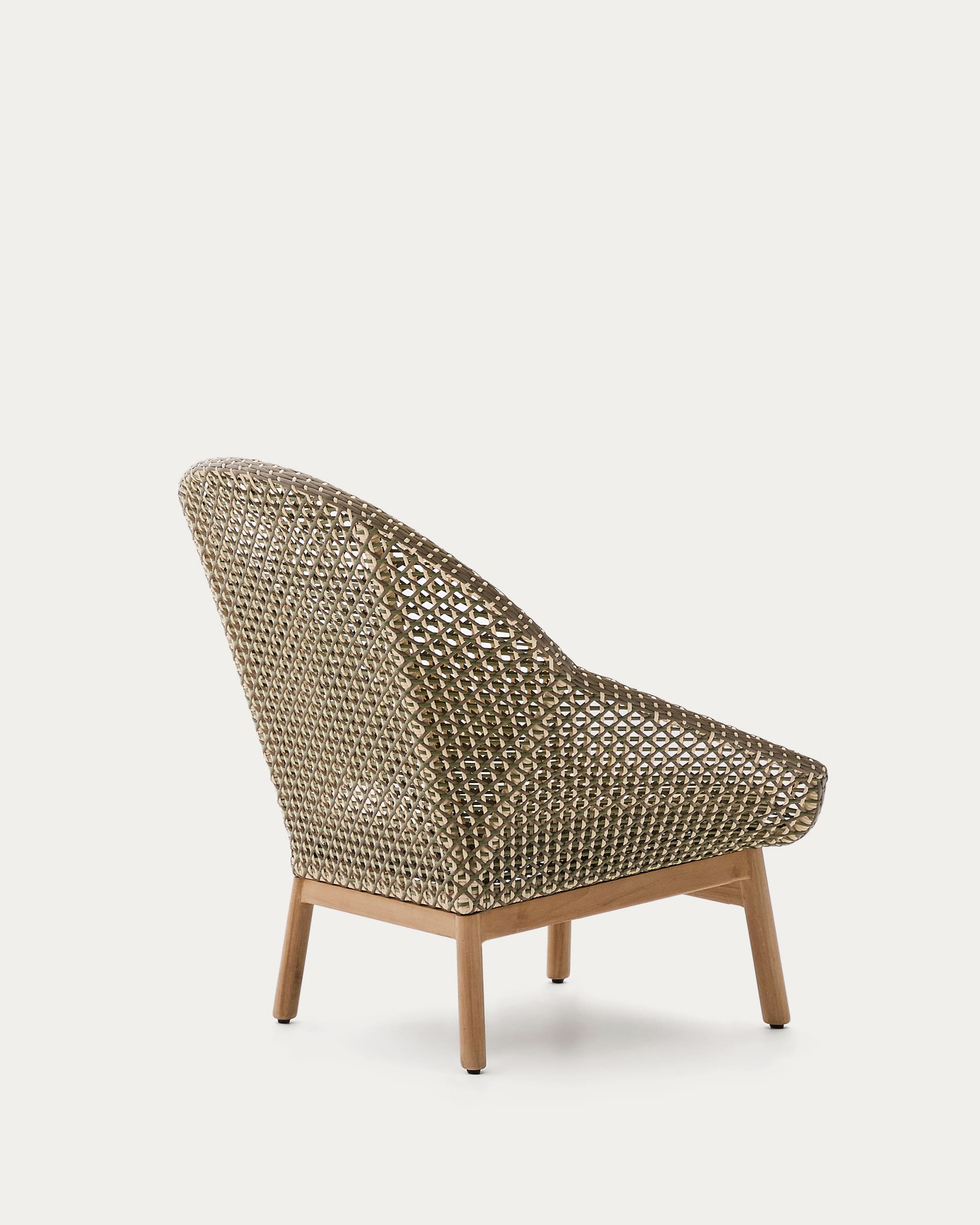 Sessel Olbia mit hoher Rückenlehne aus synthetischem Rattan und massivem Teakholz FSC 100  in Grün präsentiert im Onlineshop von KAQTU Design AG. Outdoor-Sessel ist von Kave Home