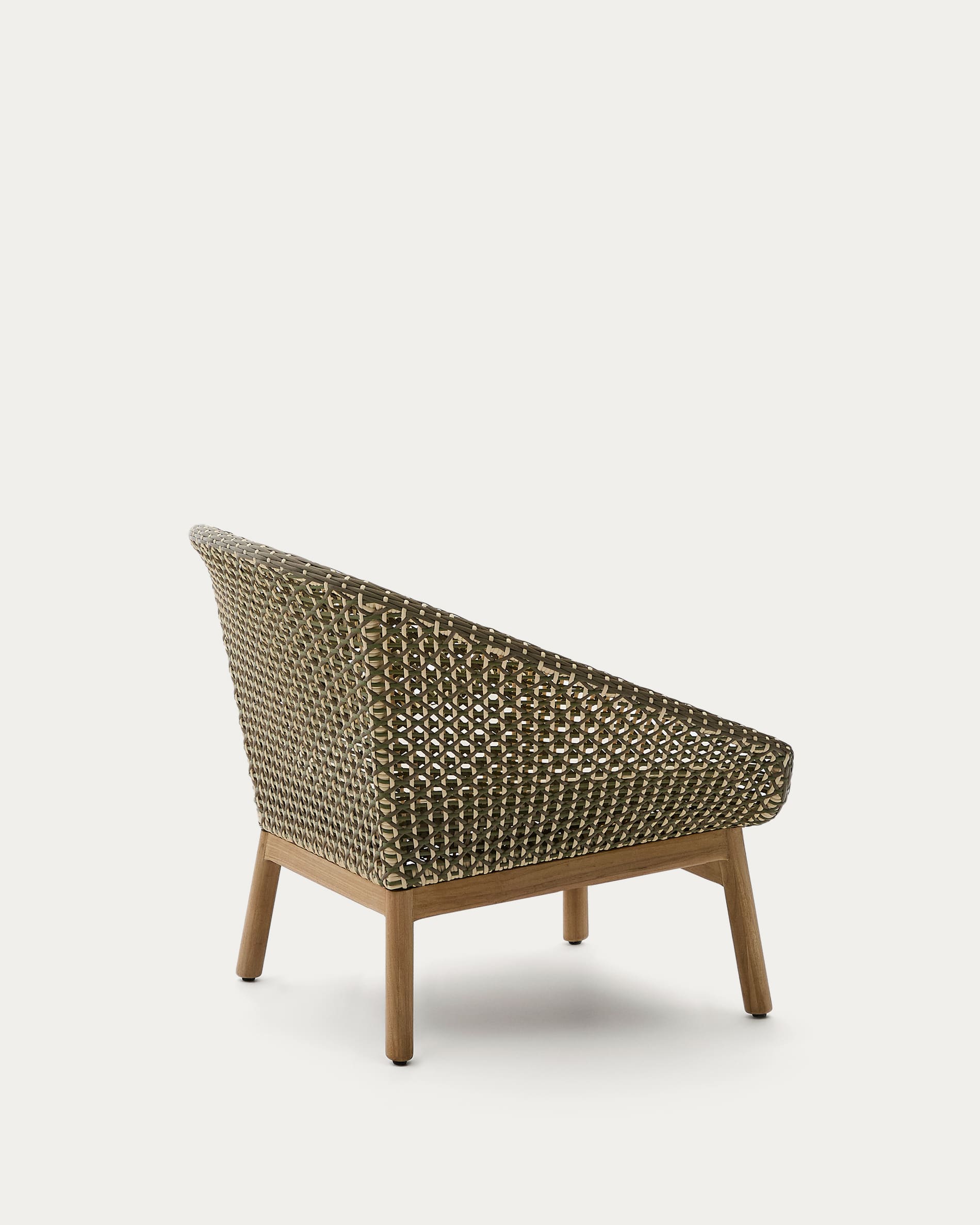 Sessel Olbia aus synthetischem Rattan und massivem Teakholz FSC 100 % in Grün präsentiert im Onlineshop von KAQTU Design AG. Outdoor-Sessel ist von Kave Home