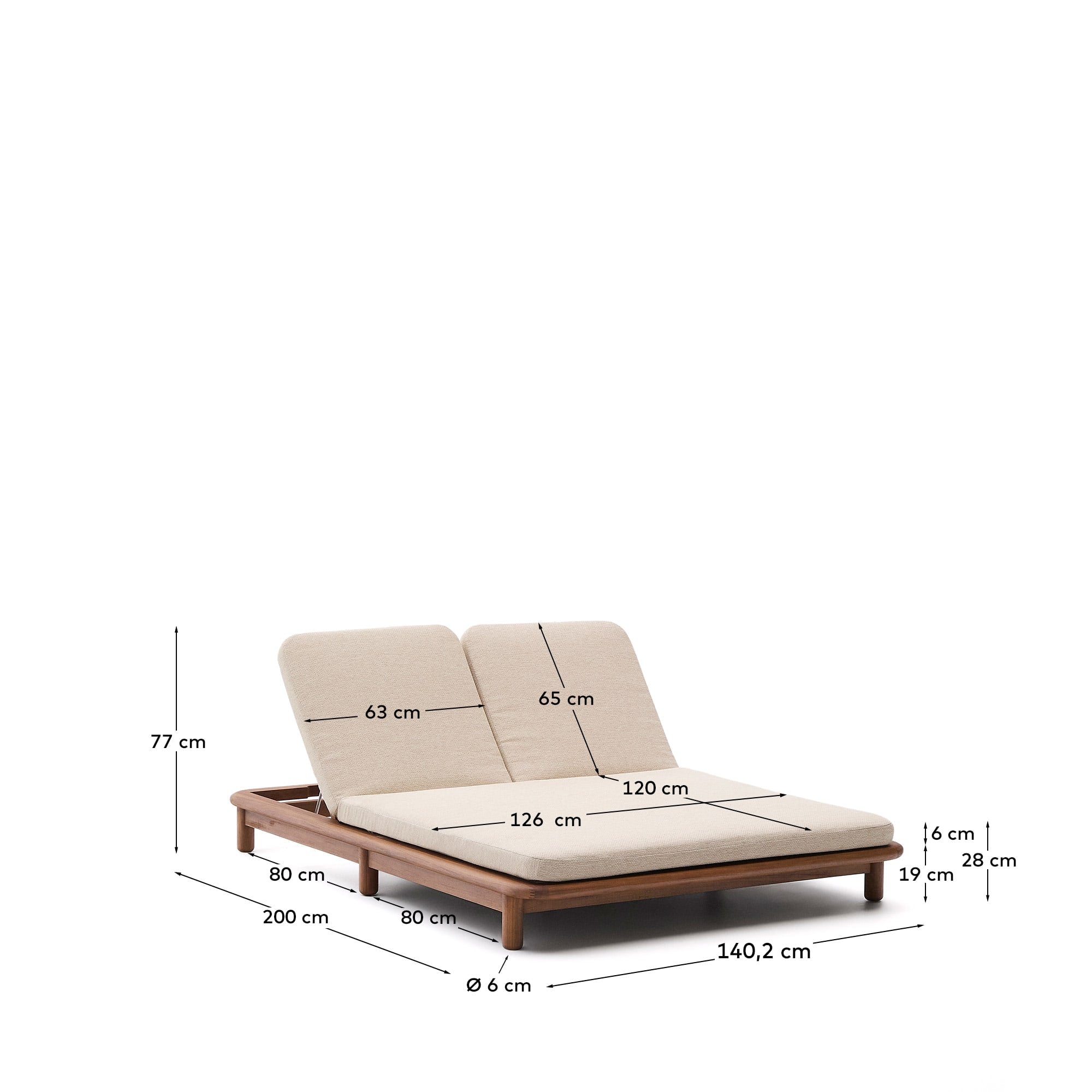 2er-Sonnenliege Turqueta aus massivem Teakholz FSC 100% in Braun präsentiert im Onlineshop von KAQTU Design AG. Liegestuhl ist von Kave Home