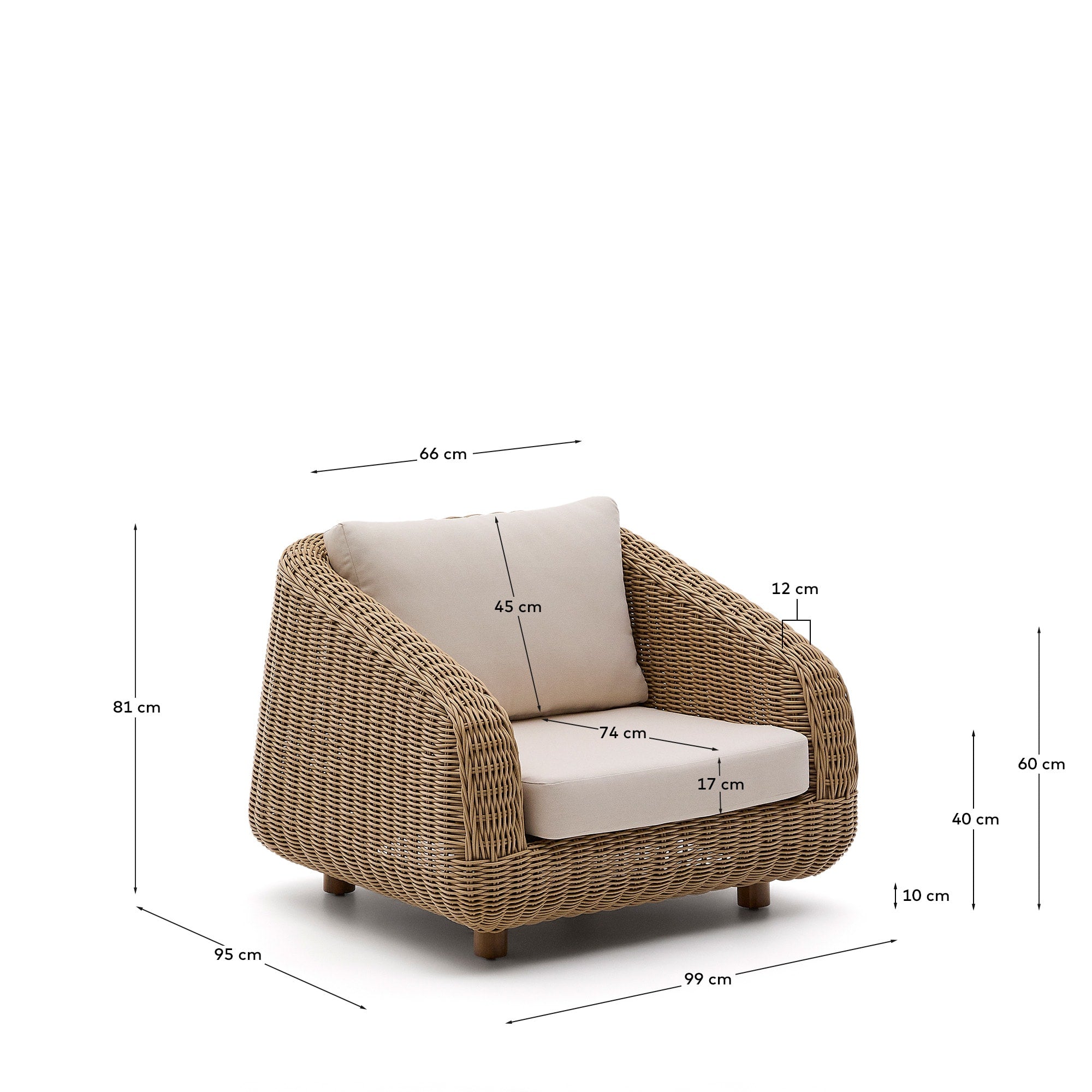 Sessel Meria aus synthetischem in Hellbraun präsentiert im Onlineshop von KAQTU Design AG. Outdoor-Sessel ist von Kave Home