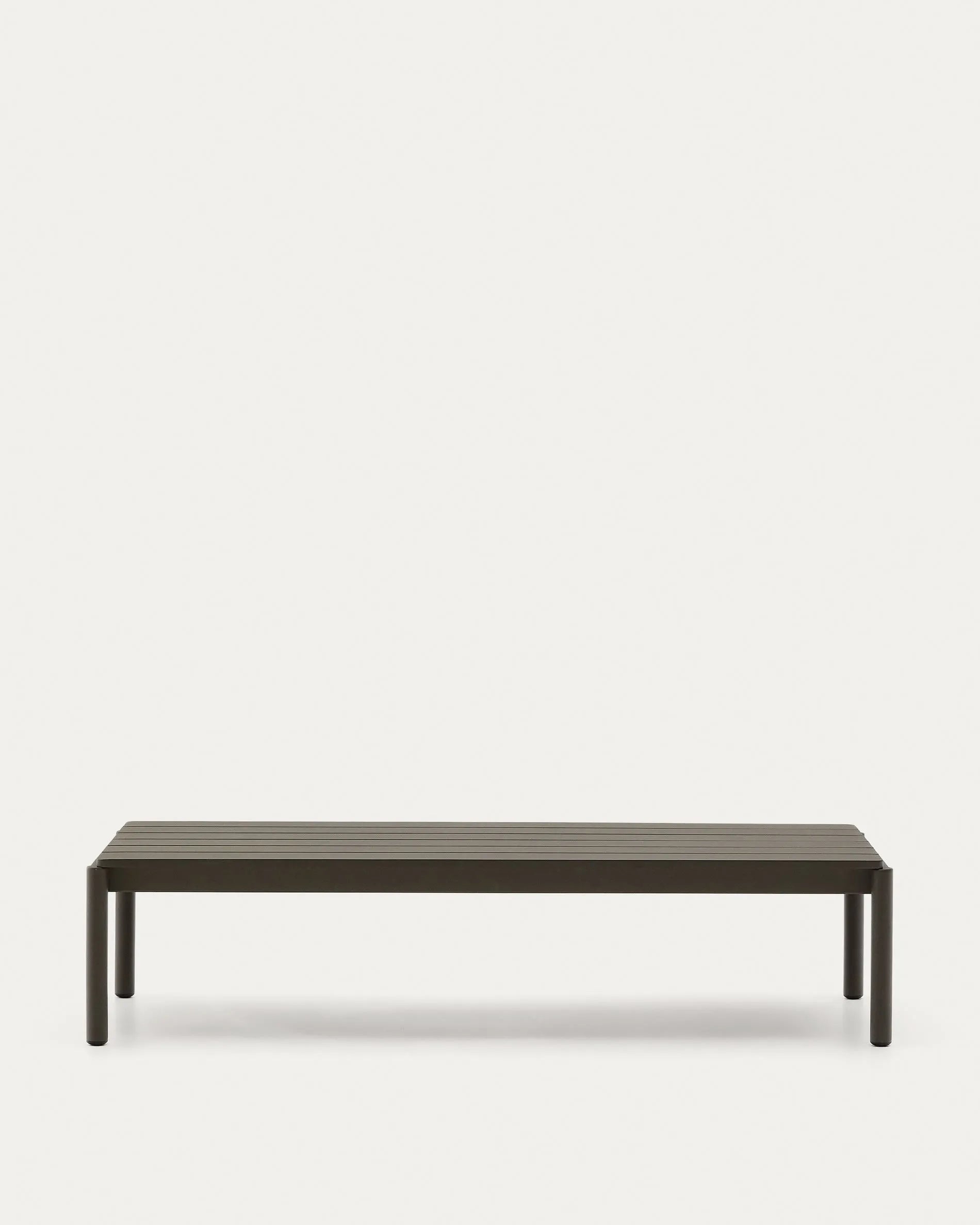 Moderner Couchtisch Sorells aus grünem Aluminium, ideal für Garten & Terrasse, robust, leicht & stilvoll, 63x144,6 cm.