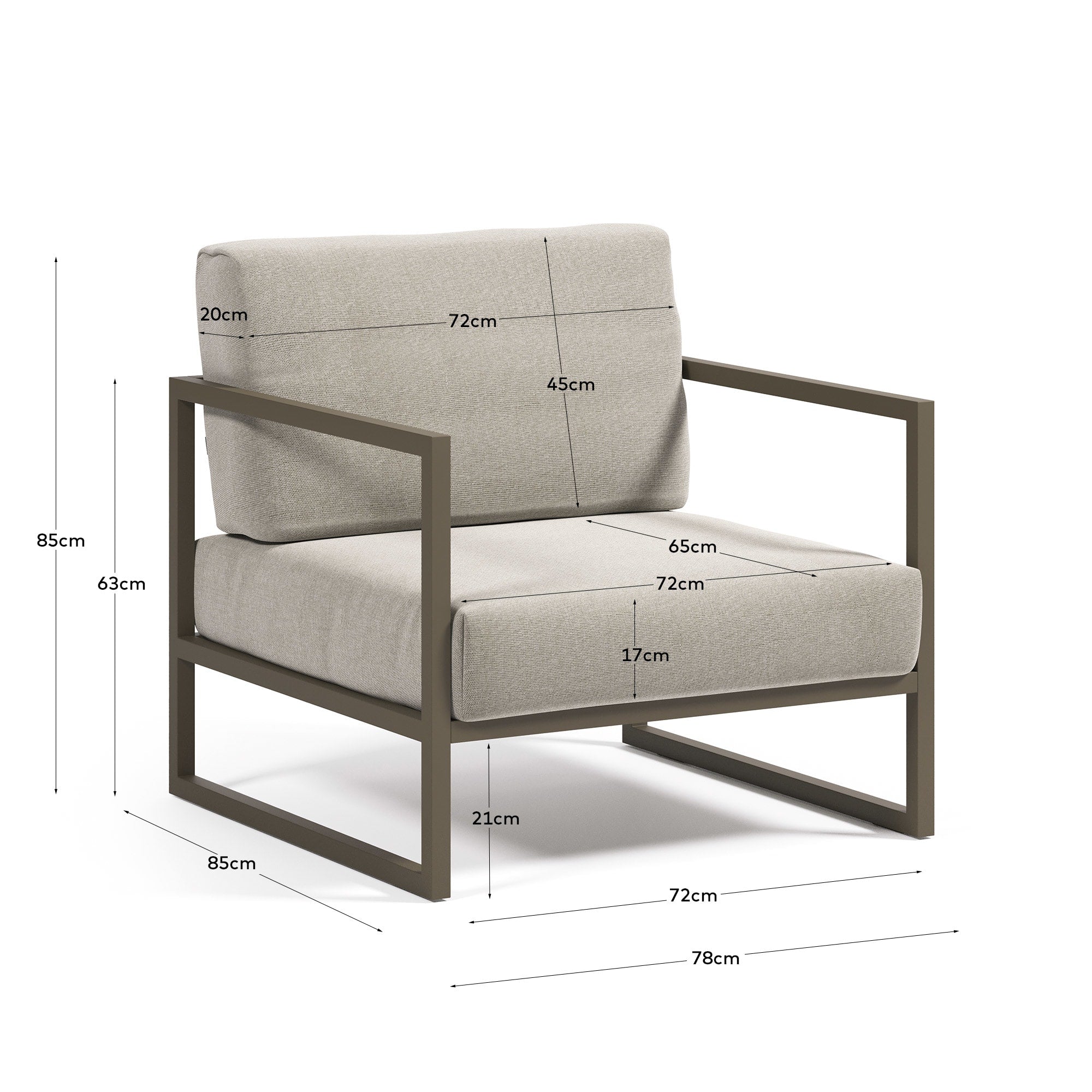 Comova Sessel 100% outdoor hellgrau und Aluminium grün in Grau präsentiert im Onlineshop von KAQTU Design AG. Outdoor-Sessel ist von Kave Home