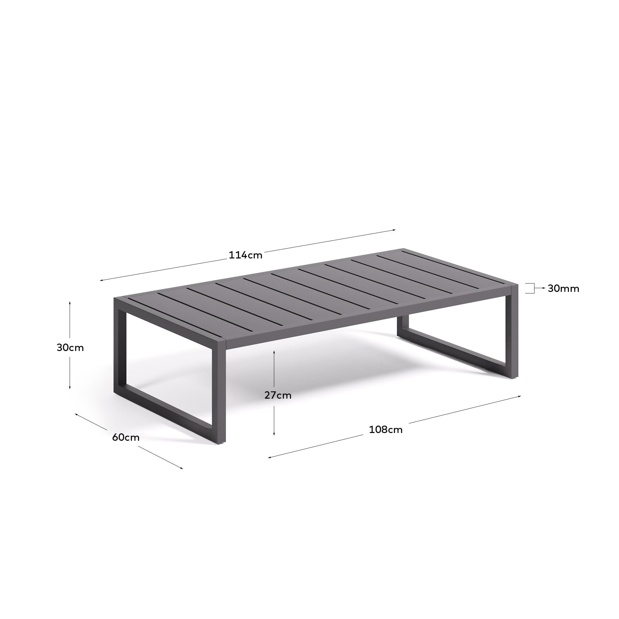 Couchtisch Comova 100% outdoor aus Aluminium schwarz 60 x 114 cm in Schwarz präsentiert im Onlineshop von KAQTU Design AG. Beistelltisch Outdoor ist von Kave Home