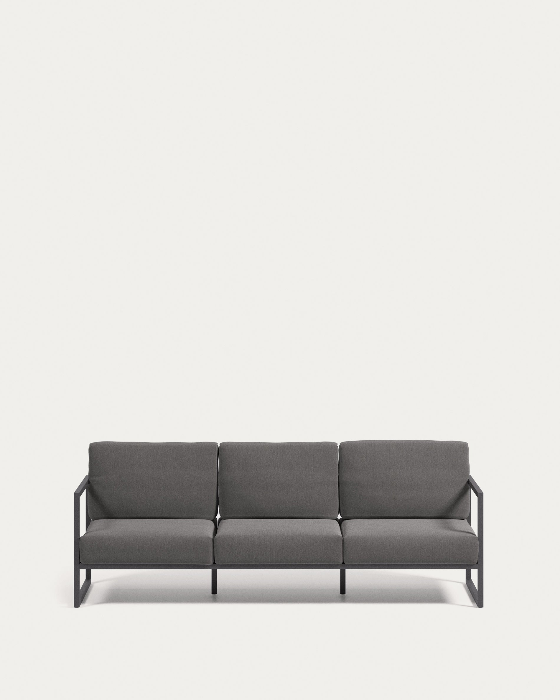 Comova 3-Sitzer-Sofa 100% outdoor dunkelgrau und aus schwarzem Aluminium 222 cm in Schwarz präsentiert im Onlineshop von KAQTU Design AG. Lounge Sofa ist von Kave Home