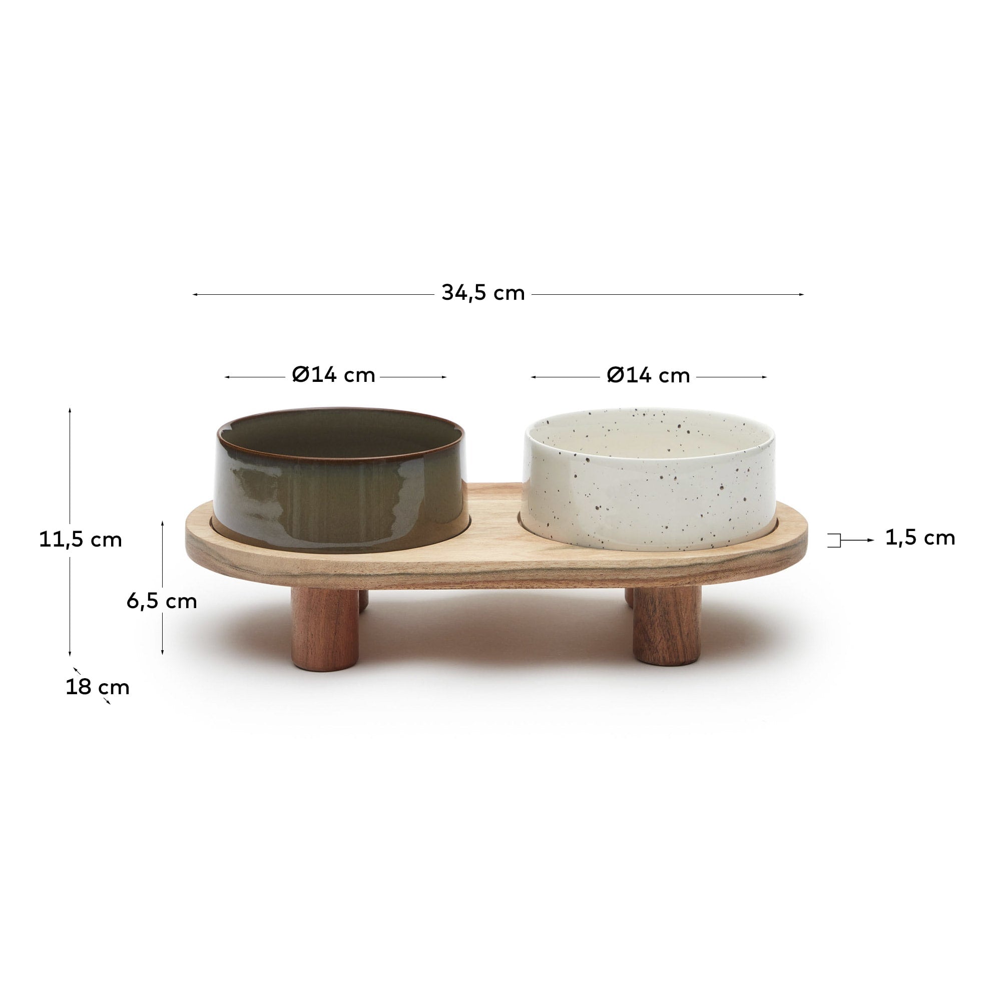 Set aus 2 Futternäpfen mit Gestell für Haustiere Dumbi weiss und braun Ø 14 cm FSC 100% in Mehrfarbig präsentiert im Onlineshop von KAQTU Design AG. Haustierbedarf ist von Kave Home