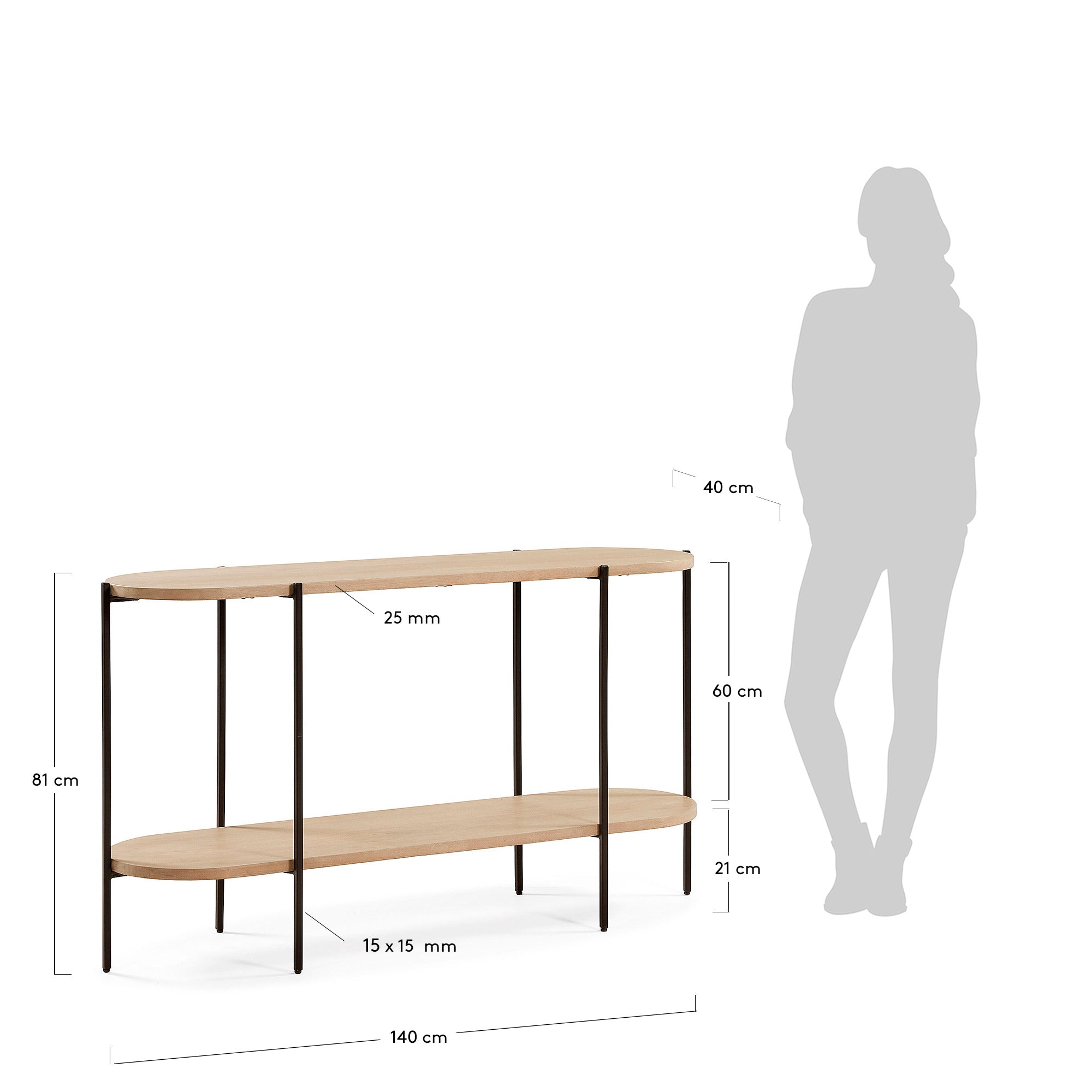 Palmia Konsole 140 x 81 cm aus massivem Mangoholz in Braun präsentiert im Onlineshop von KAQTU Design AG. Konsolentisch ist von Kave Home