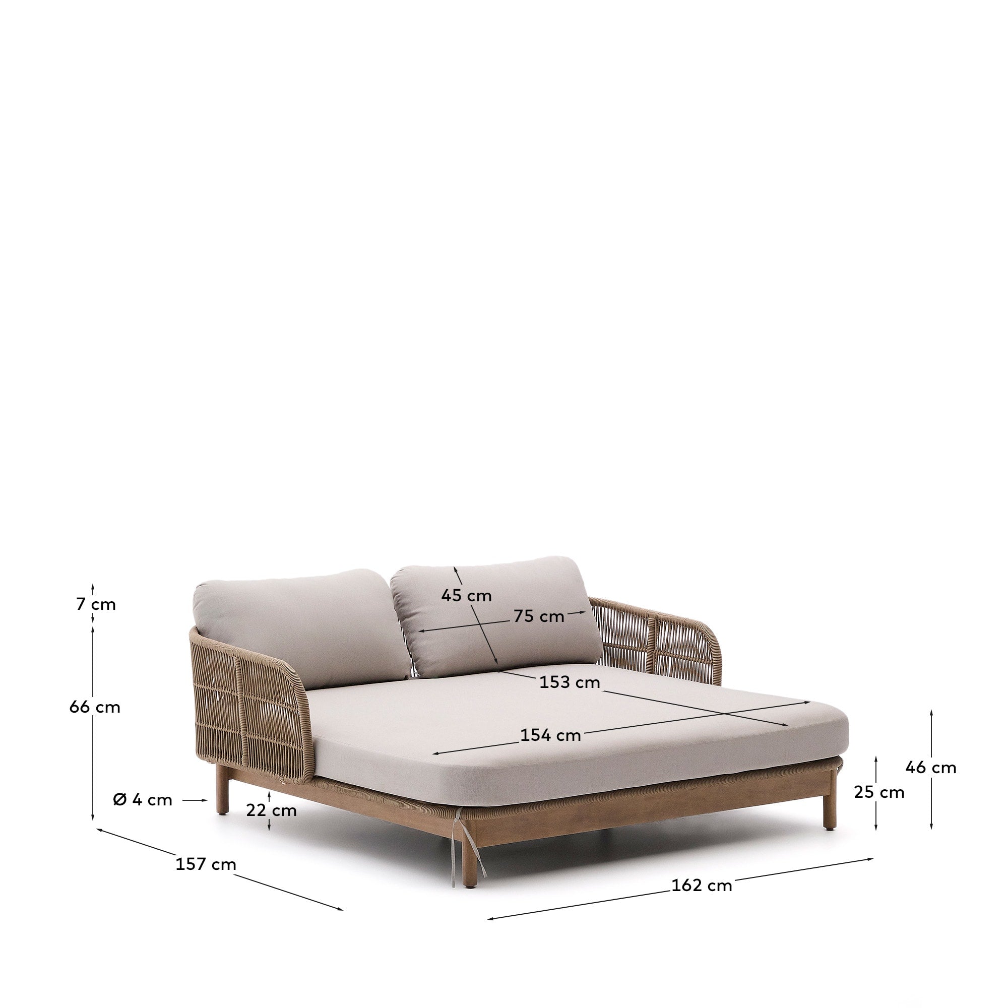 2er-Sonnenliege Catalina aus beigem Seil und massivem Akazienholz FSC 100% in Hellbraun präsentiert im Onlineshop von KAQTU Design AG. Liegestuhl ist von Kave Home